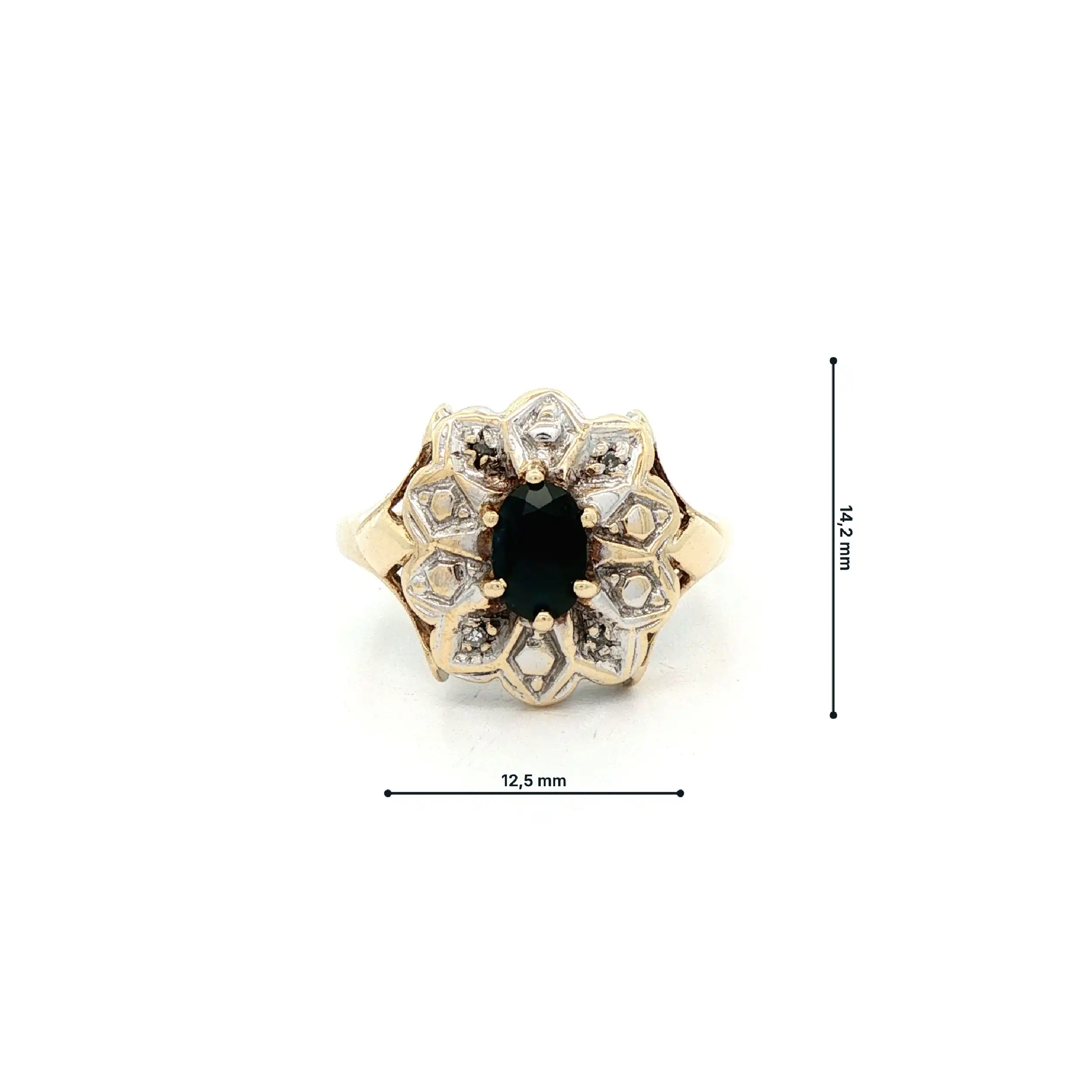 Ring Bicolor mit Saphir und Diamanten