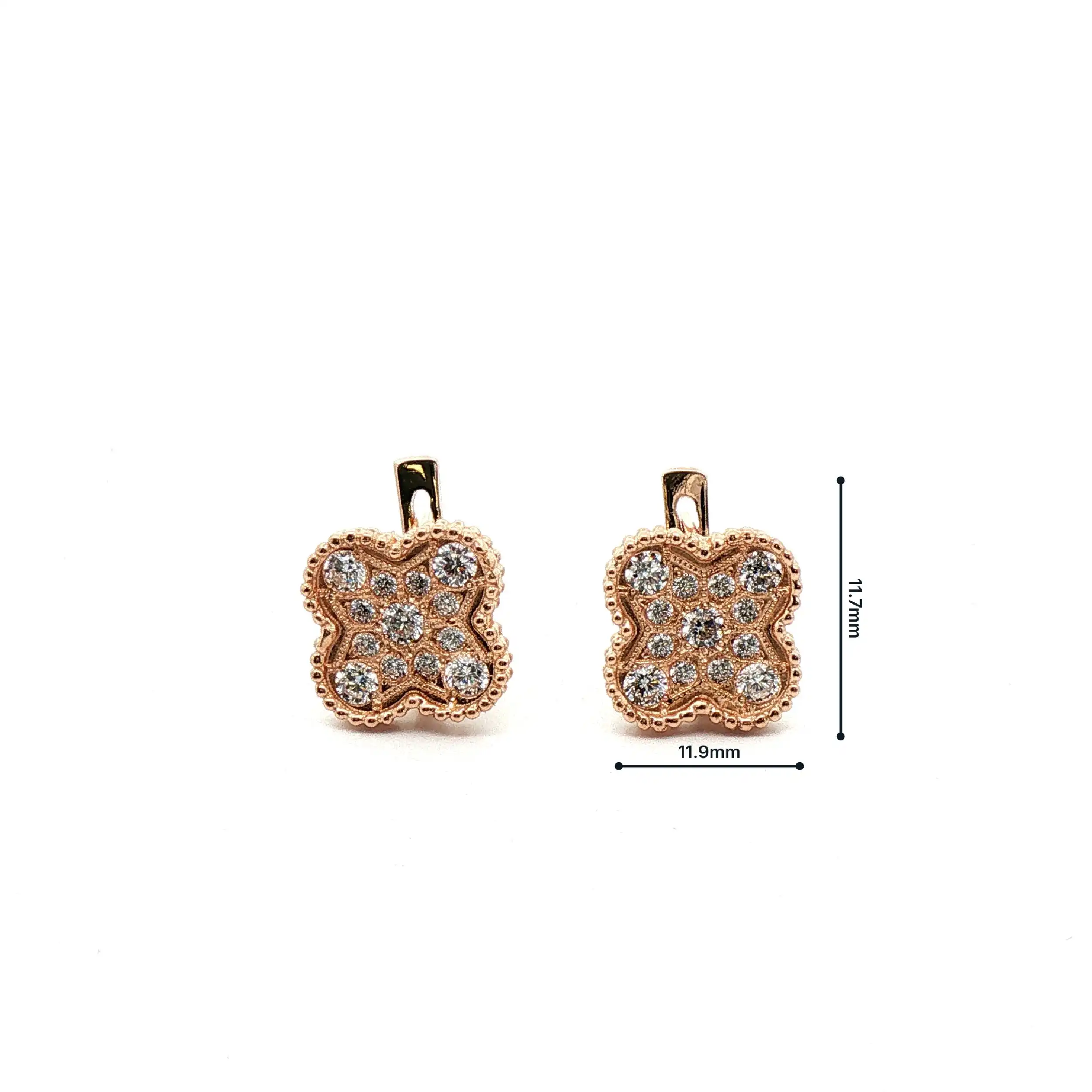 Ohrringe Rosegold Kleeblatt mit Zirkonia