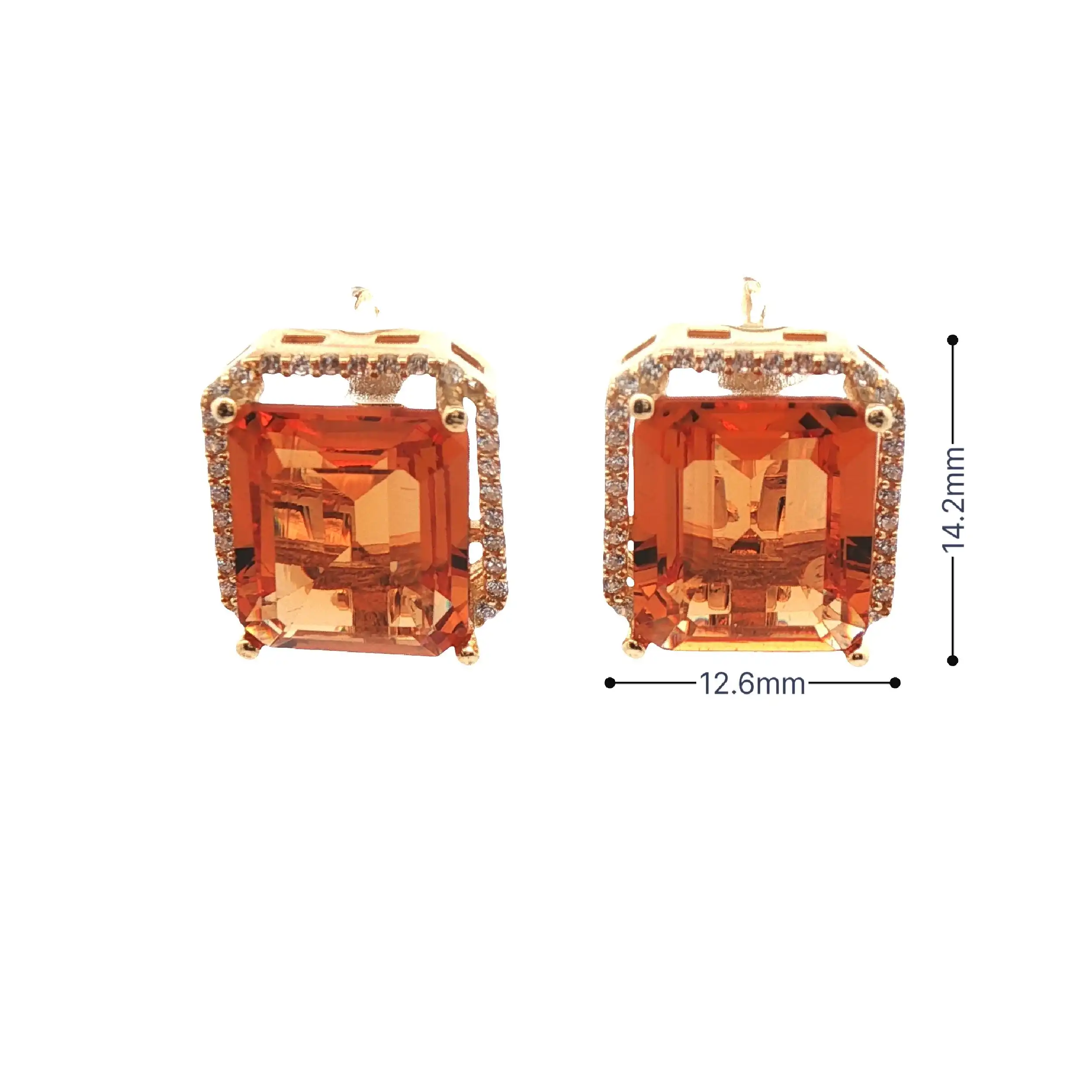 Ohrstecker Gelbgold mit Citrin und Zirkonia