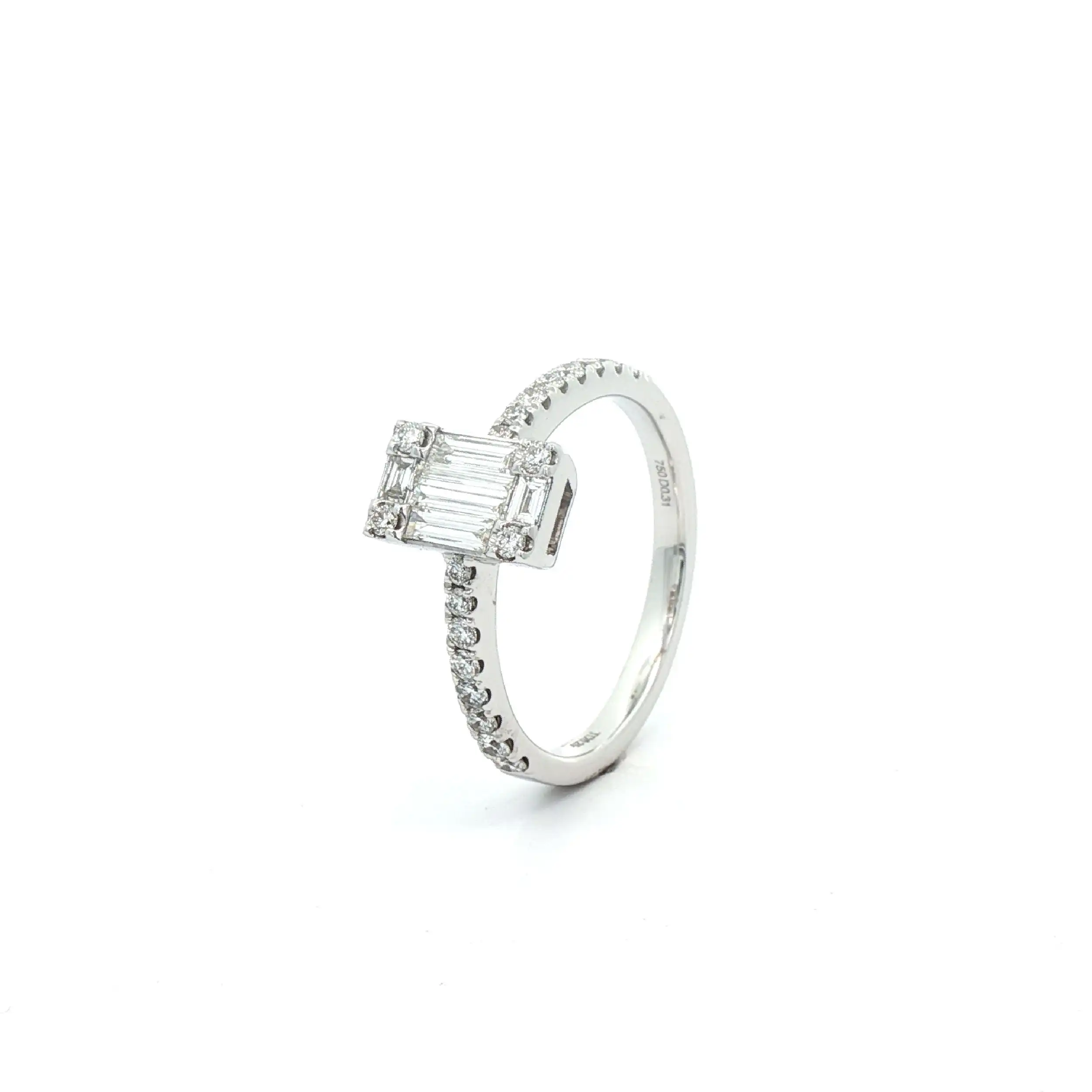 Ring Weißgold mit Brillanten und Baguettediamanten