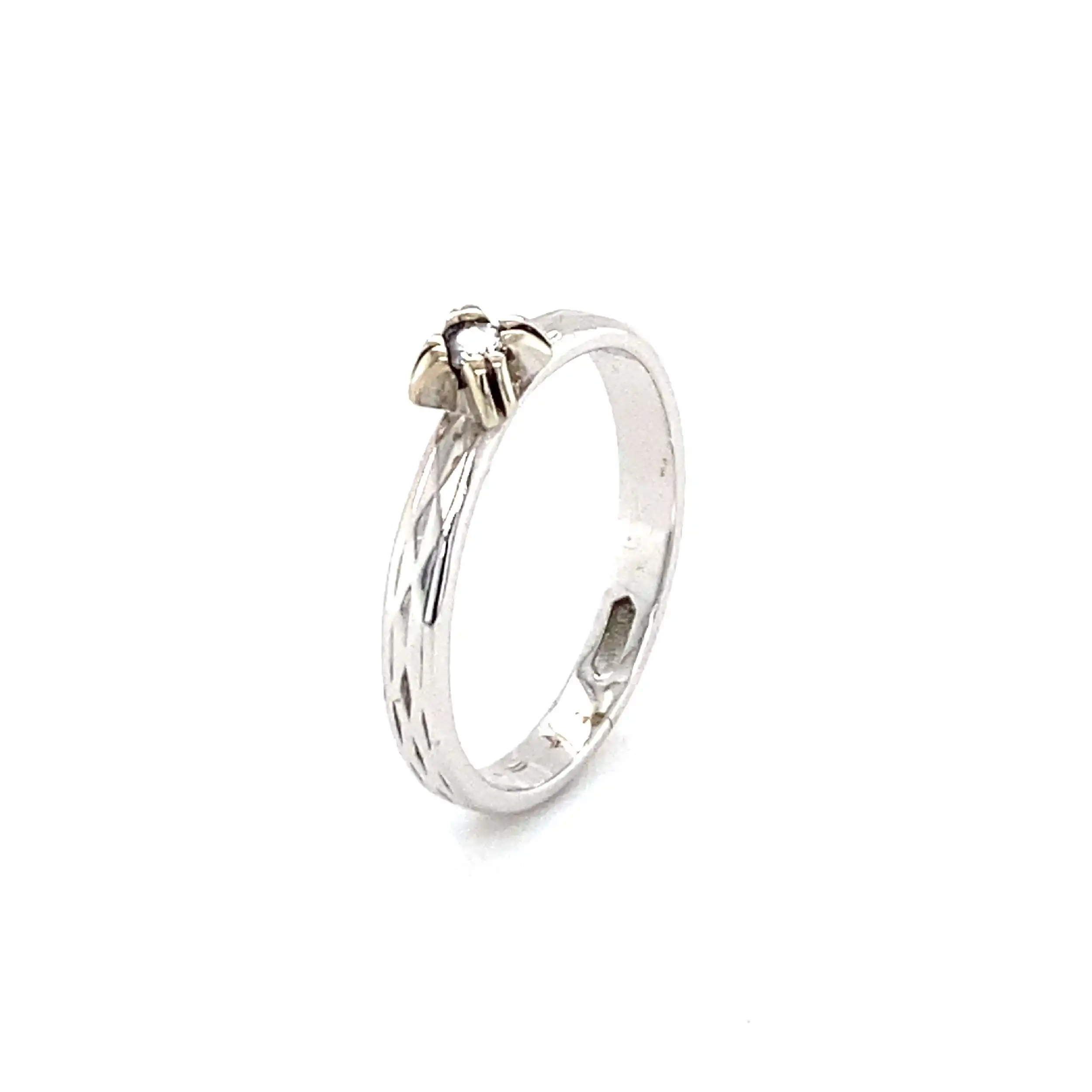 Ring Weißgold mit Brillant, graviert mit 0,06ct