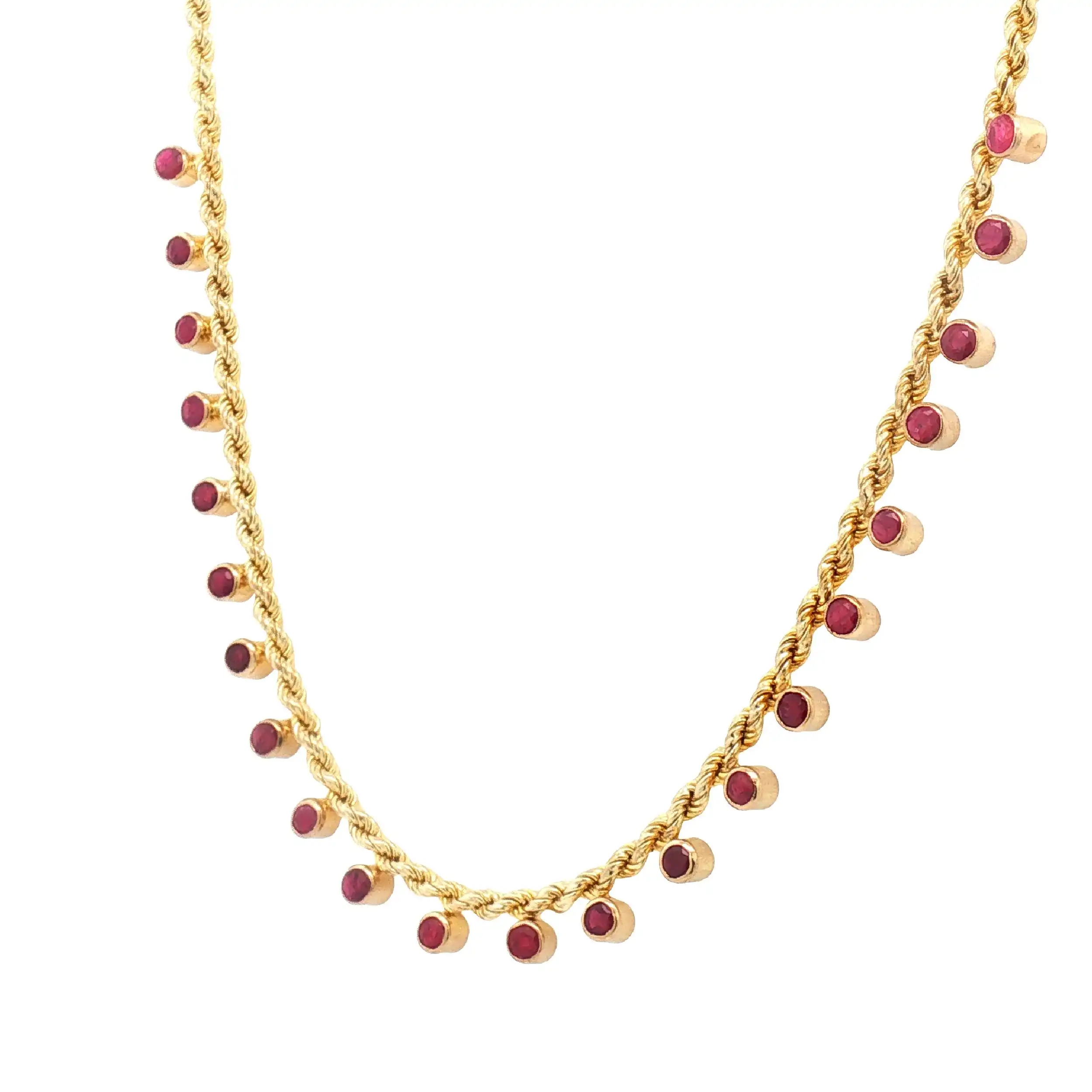 Kordelkette Gelbgold mit Rubinen Kordelkette Gelbgold mit Rubinen