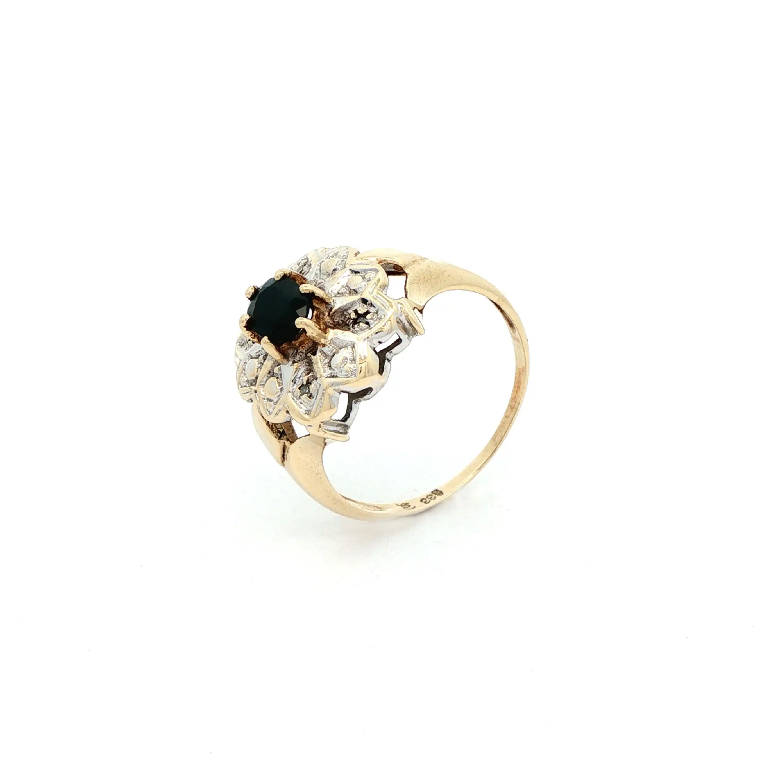 Ring Bicolor mit Saphir und Diamanten