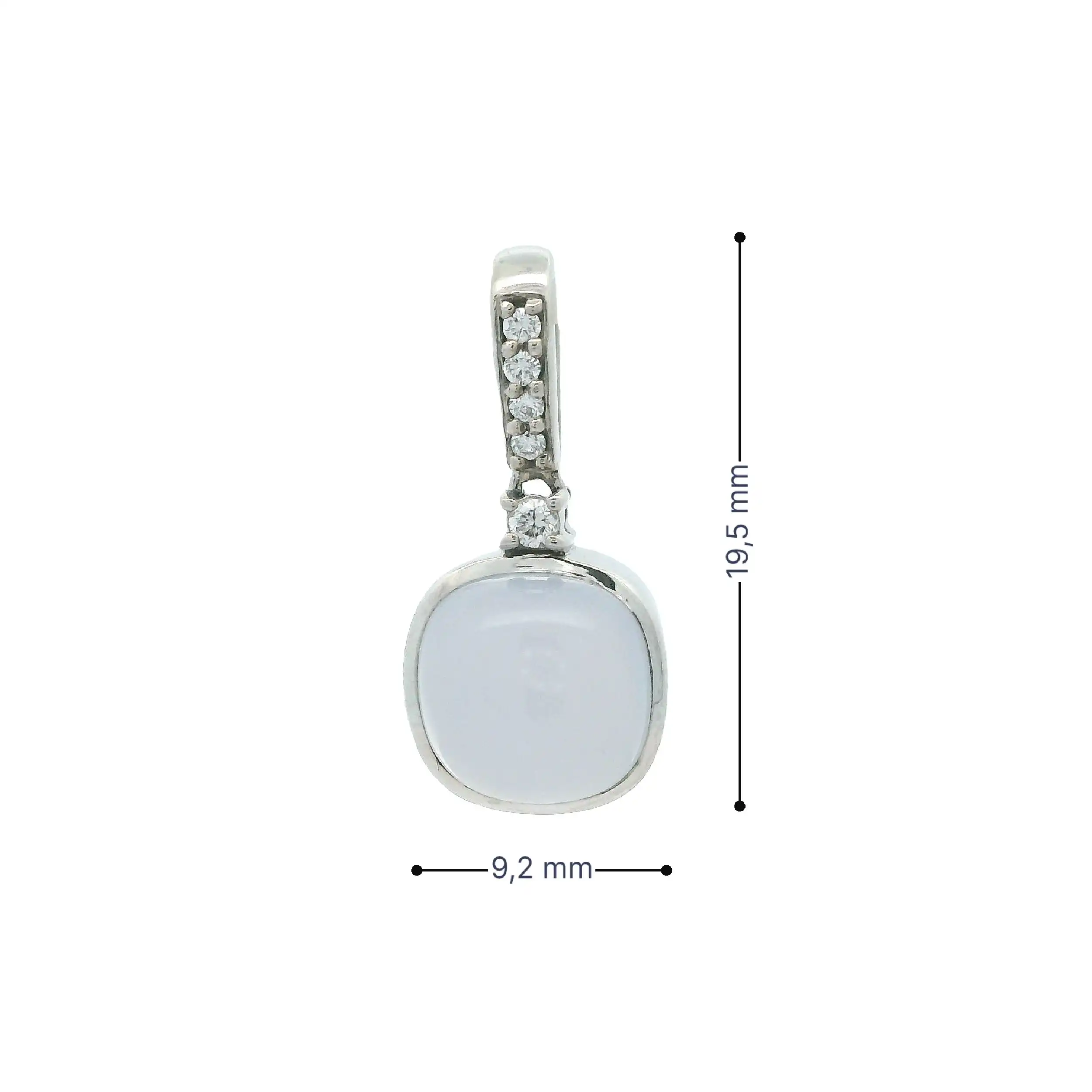 Anhänger Weißgold mit Brillanten und Chalcedon Cabochon