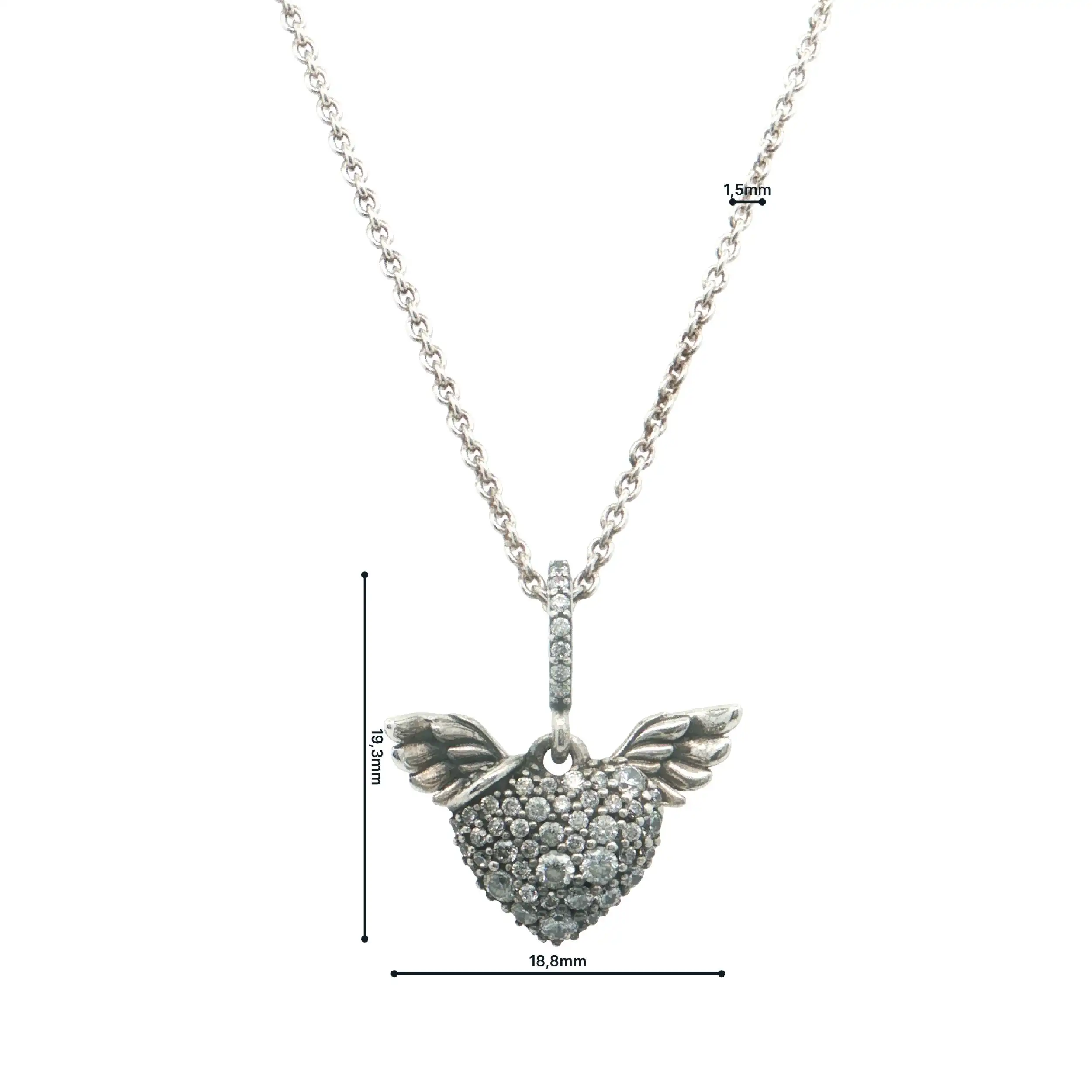 Kette Silber mit Herzanhänger "Pandora" mit Zirkonia