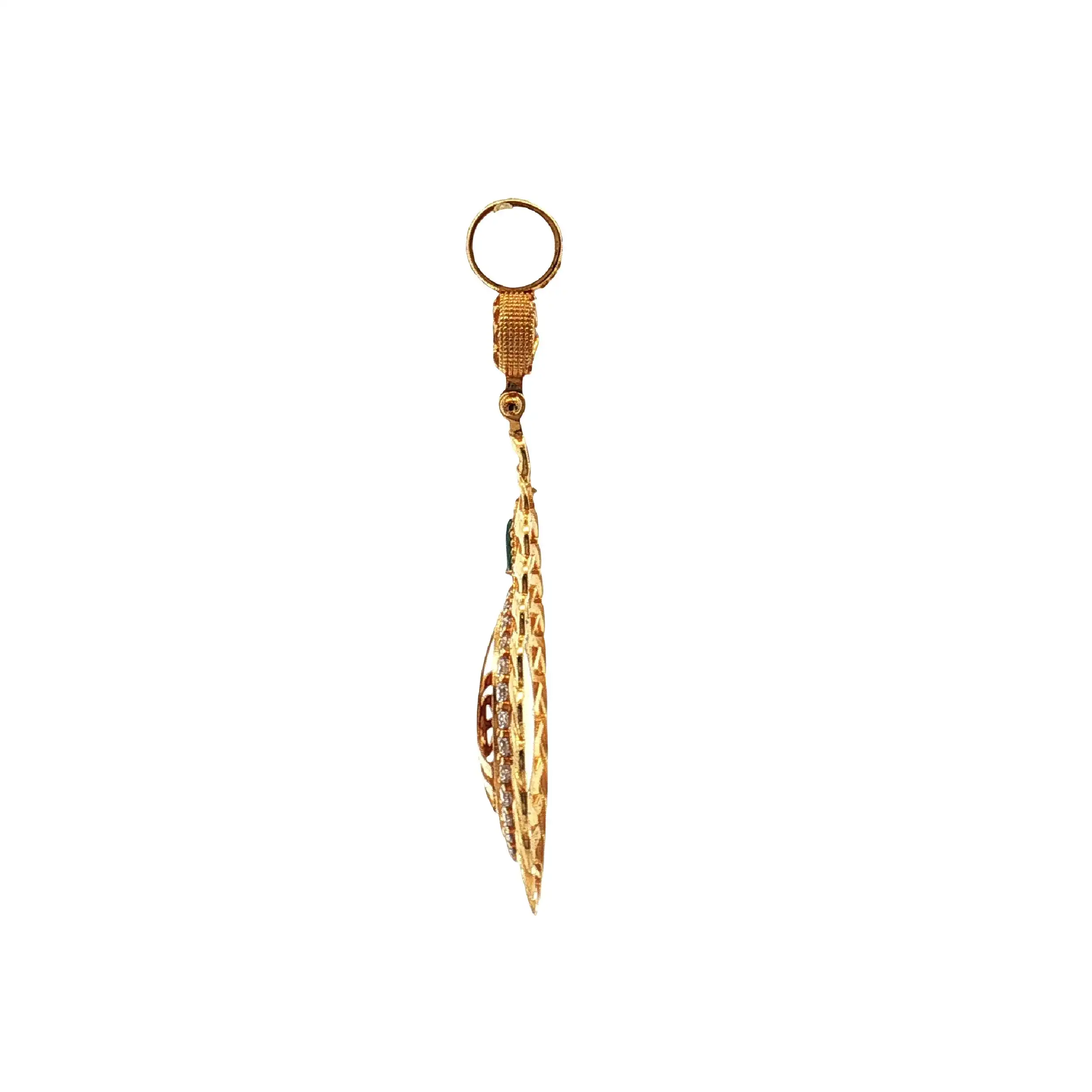 Anhänger Gelbgold Tugra mit grünem Stein und Zirkonia Anhänger Gelbgold Tugra mit grünem Stein und Zirkonia