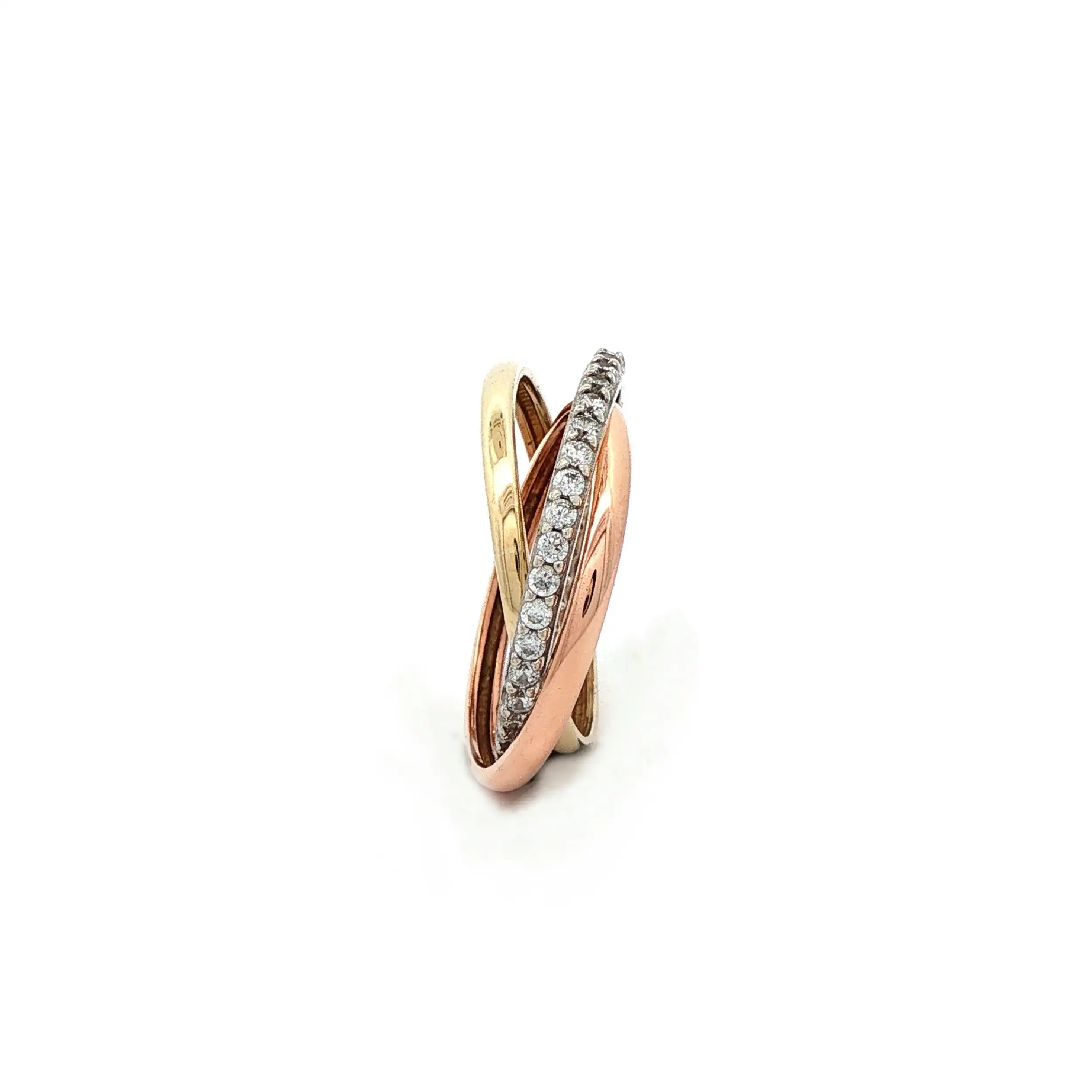 Rollring Tricolor mit Zirkonia