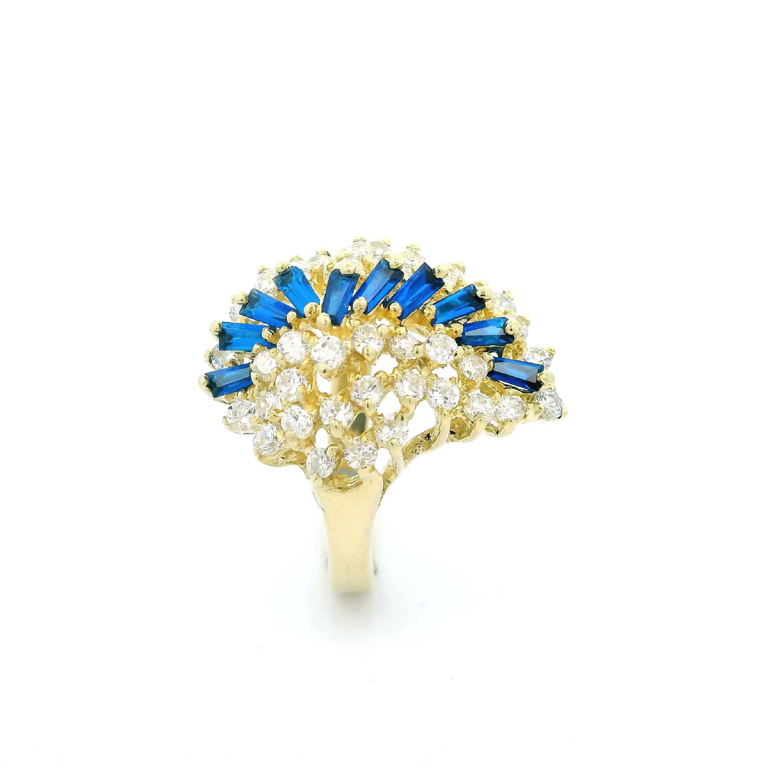 Ring Gelbgold mit blauen Farbsteinen und Zirkonia