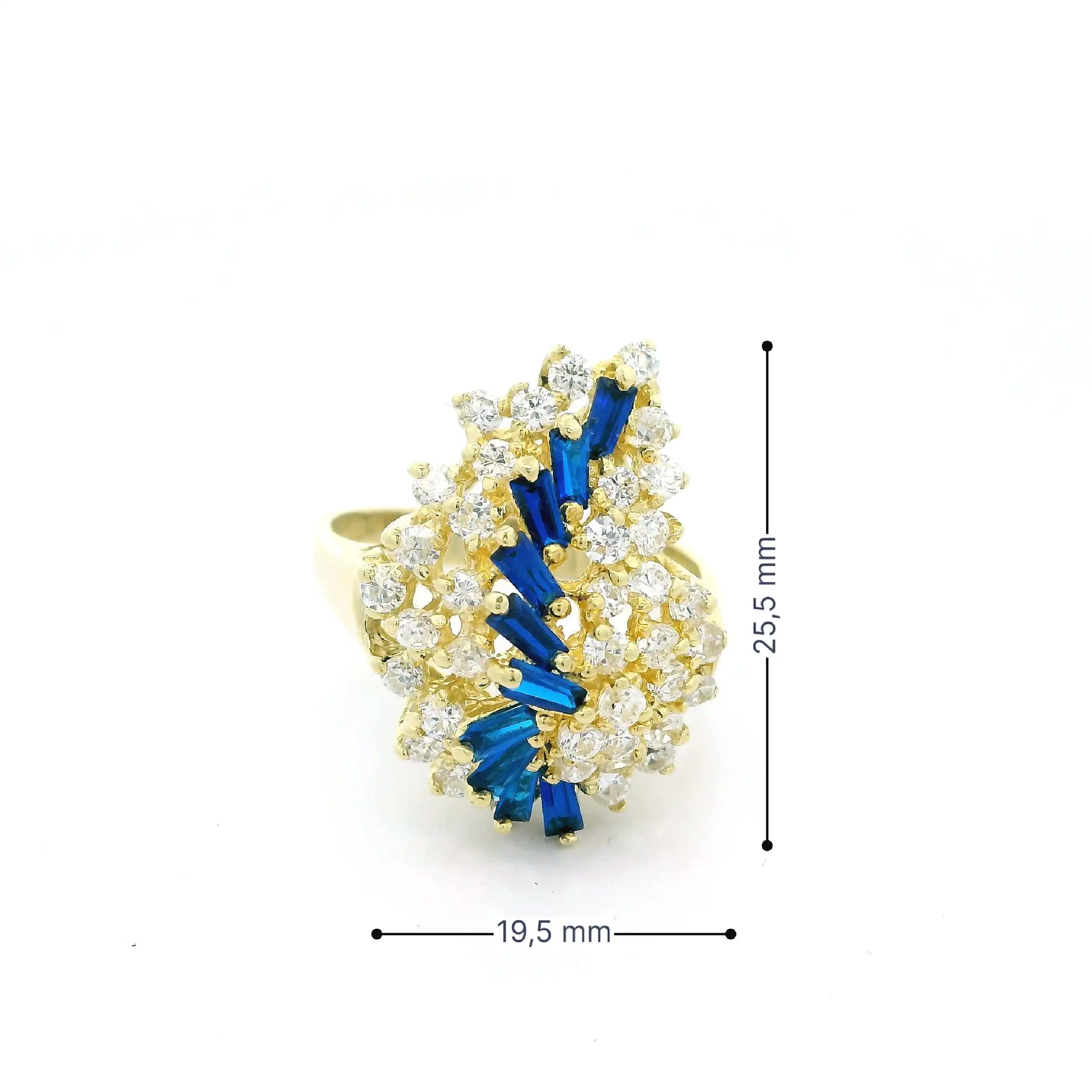 Ring Gelbgold mit blauen Farbsteinen und Zirkonia Ring Gelbgold mit blauen Farbsteinen und Zirkonia