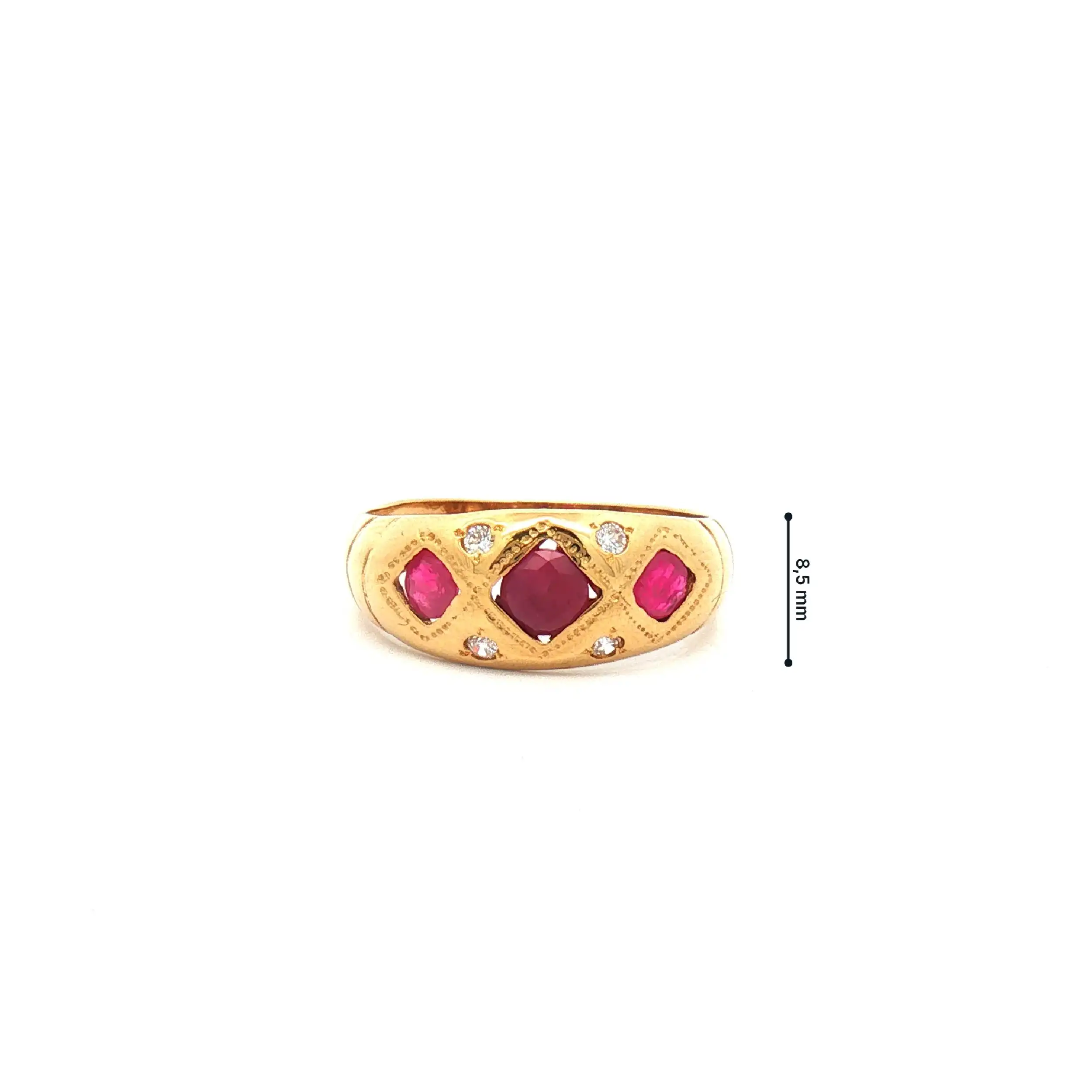 Ring Gelbgold mit roten Farbsteinen und Zirkonia Ring Gelbgold mit roten Farbsteinen und Zirkonia