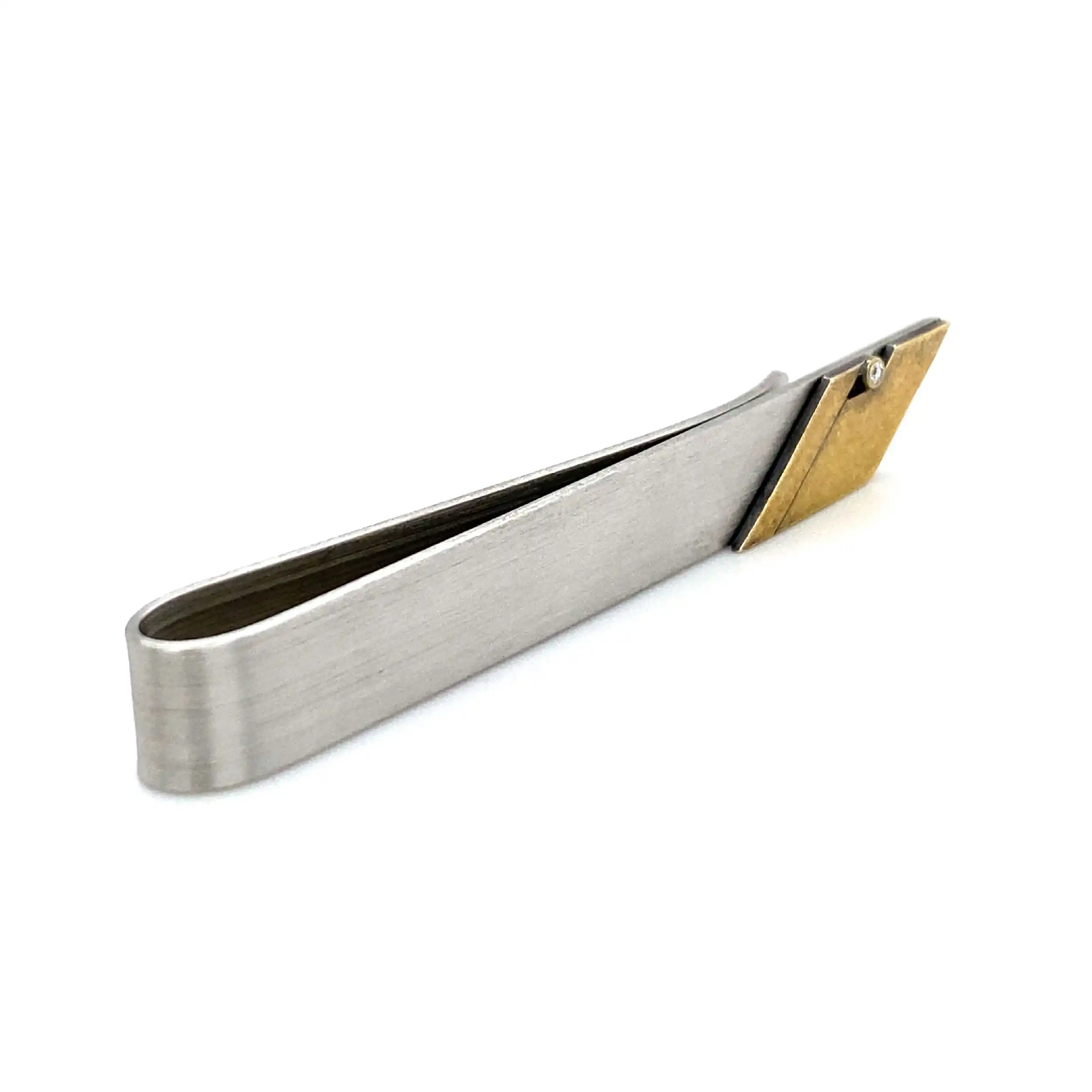 Krawattenklemme Stahl mit Gold & Brillanten Krawattenklemme Stahl mit Gold & Brillanten