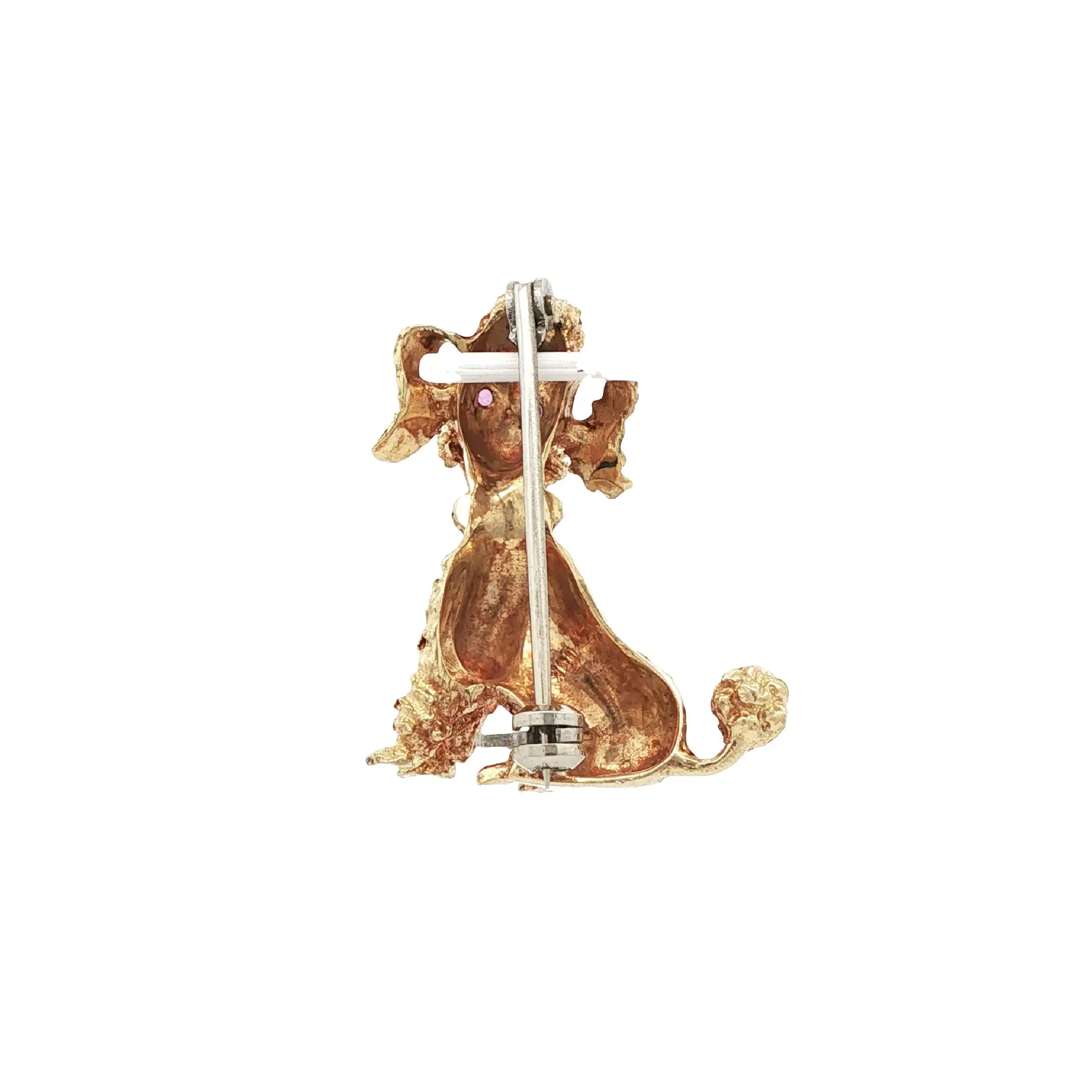 Brosche Gelbgold "Pudel" mit Rubinen Brosche Gelbgold "Pudel" mit Rubinen