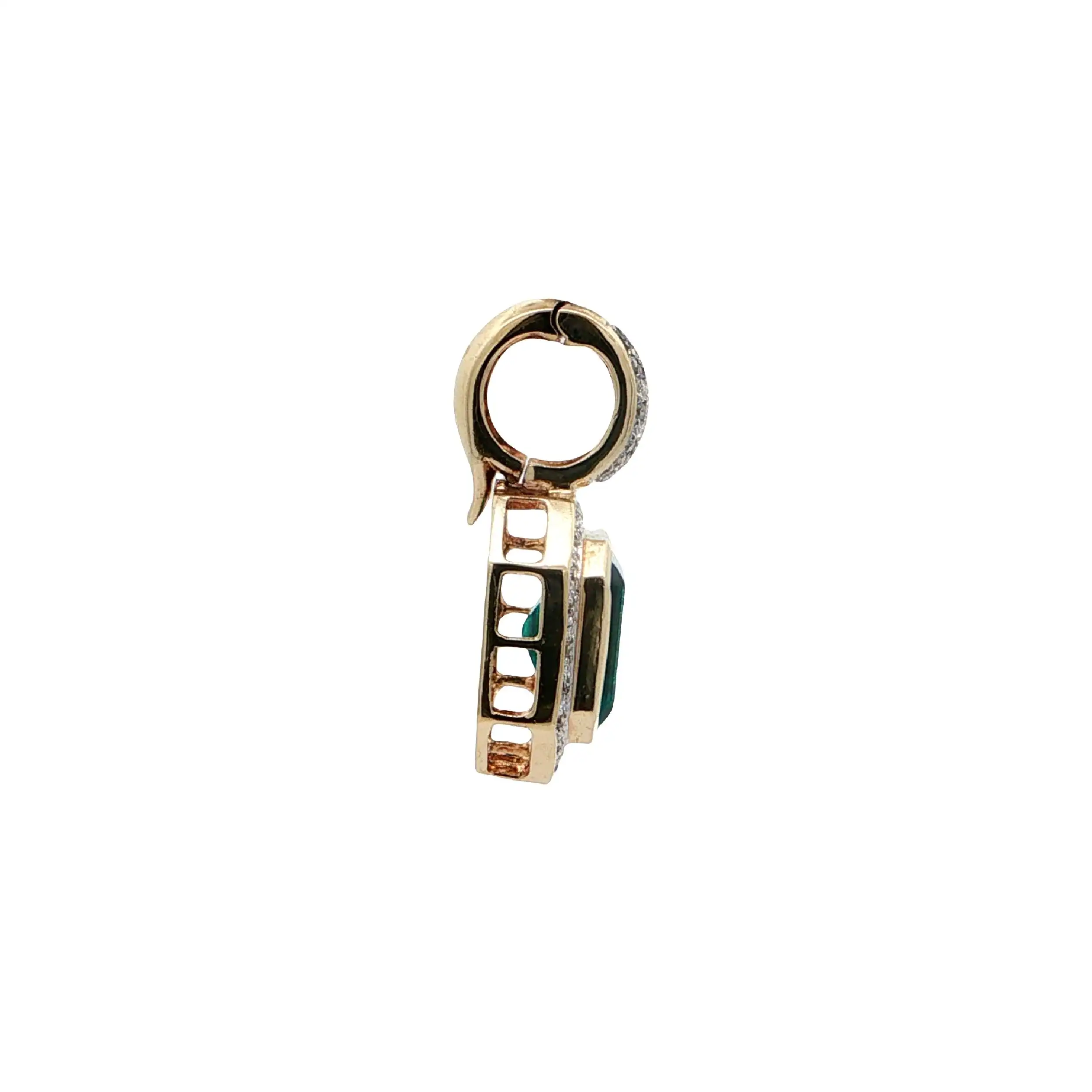 Anhänger Gelbgold mit Synthetischen Smaragd & Diamanten