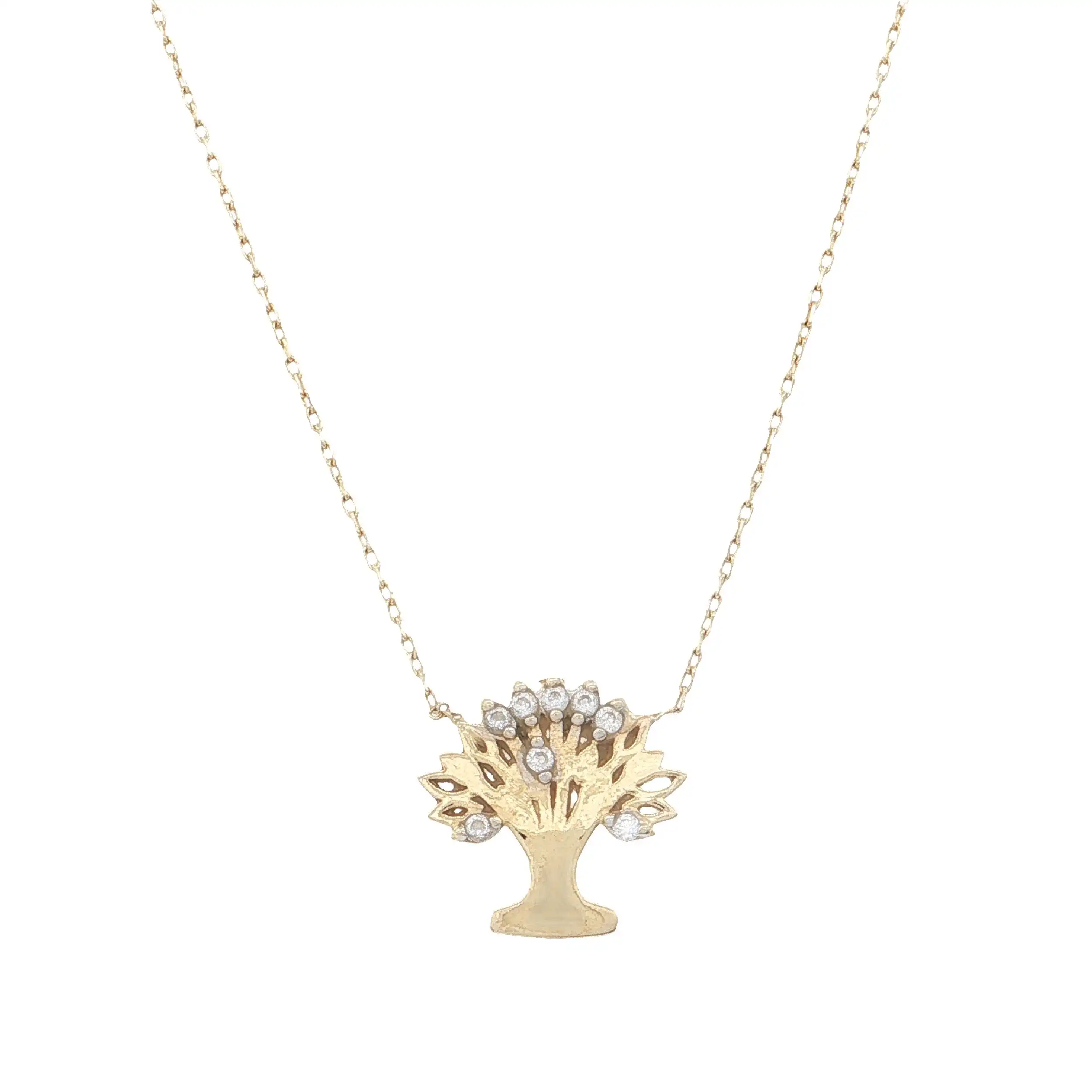Collier Gelbgold "Baum" mit Zirkonia