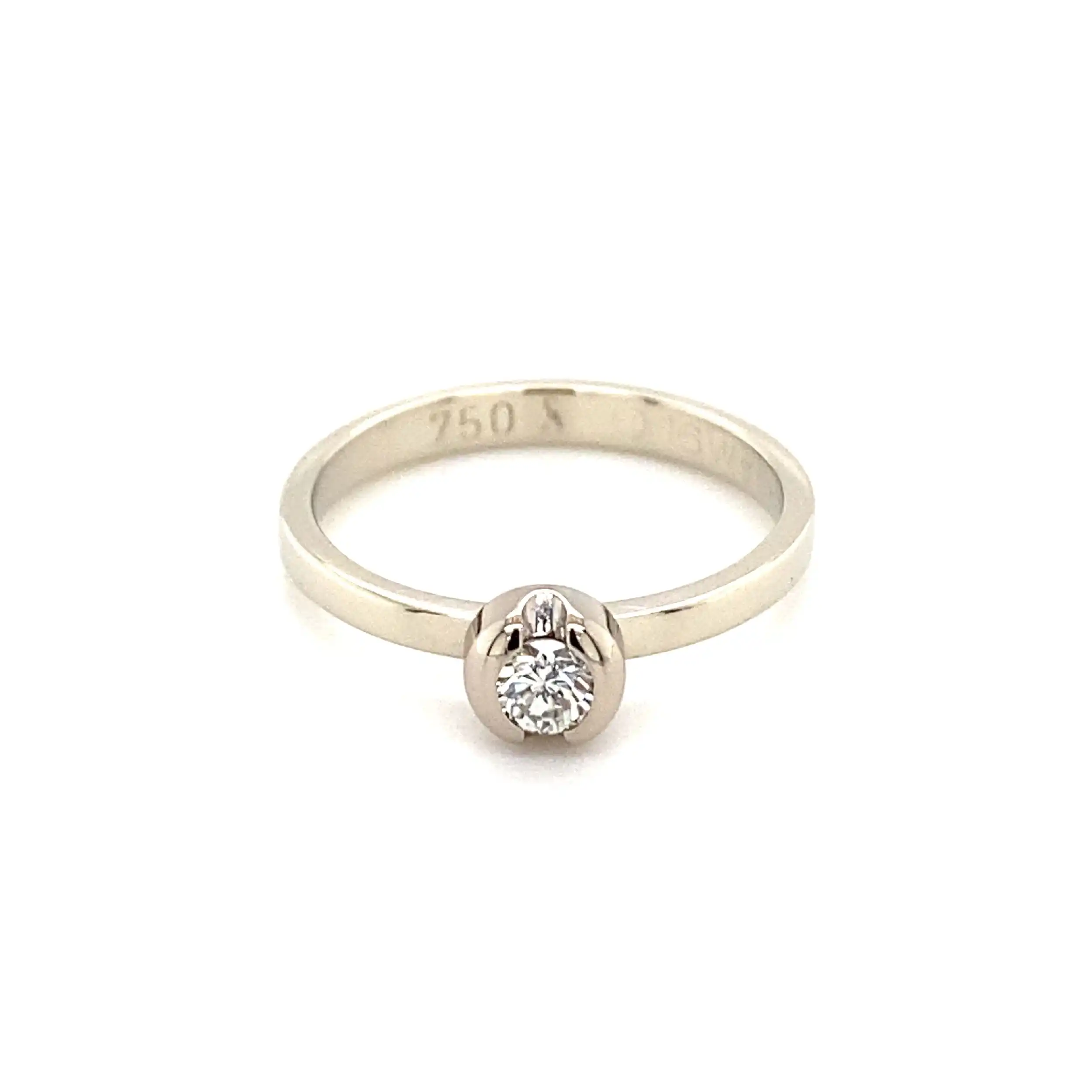 Ring Weißgold mit Brillant, graviert mit 0,16ct. W/SI