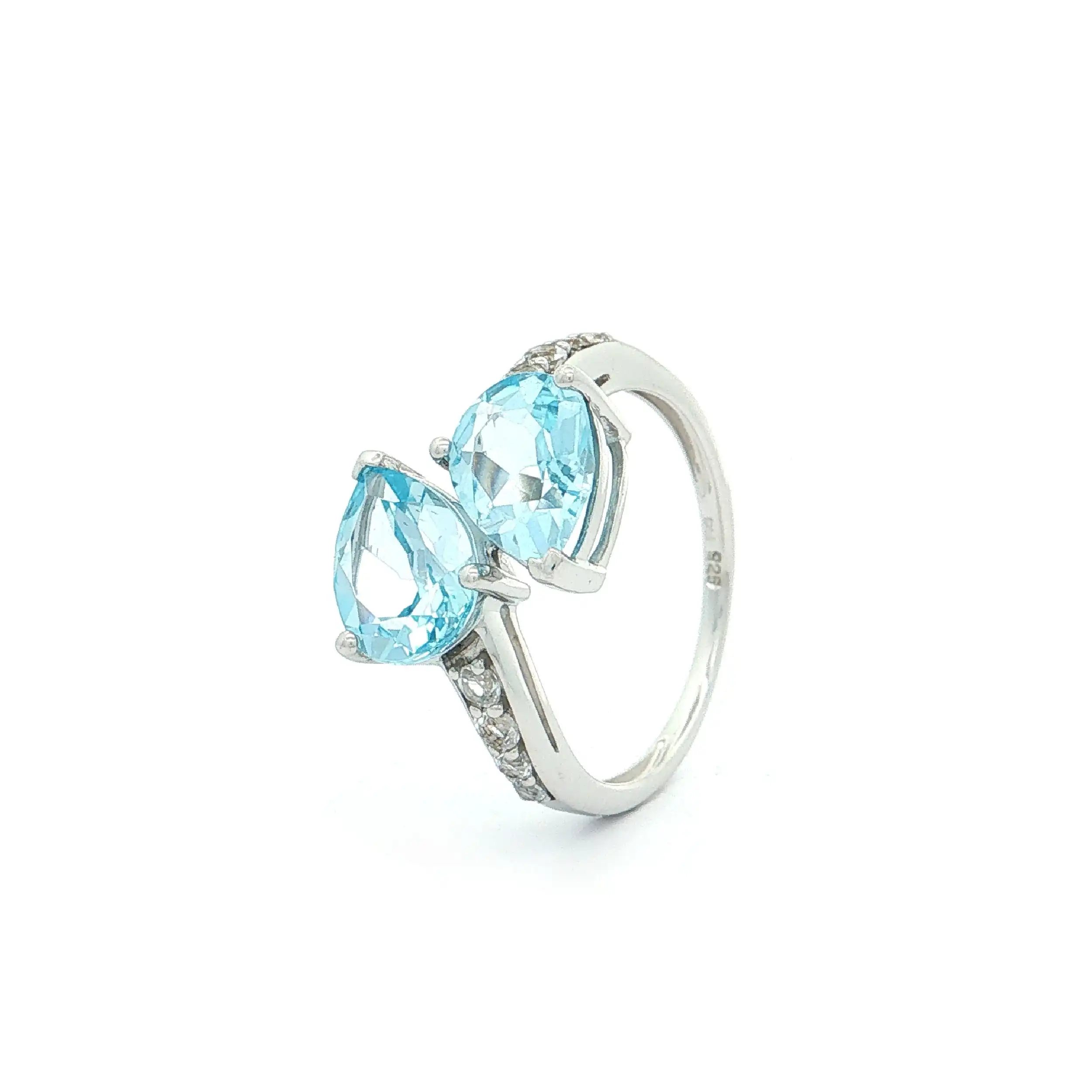 Ring Silber mit Blautopas und Zirkonia