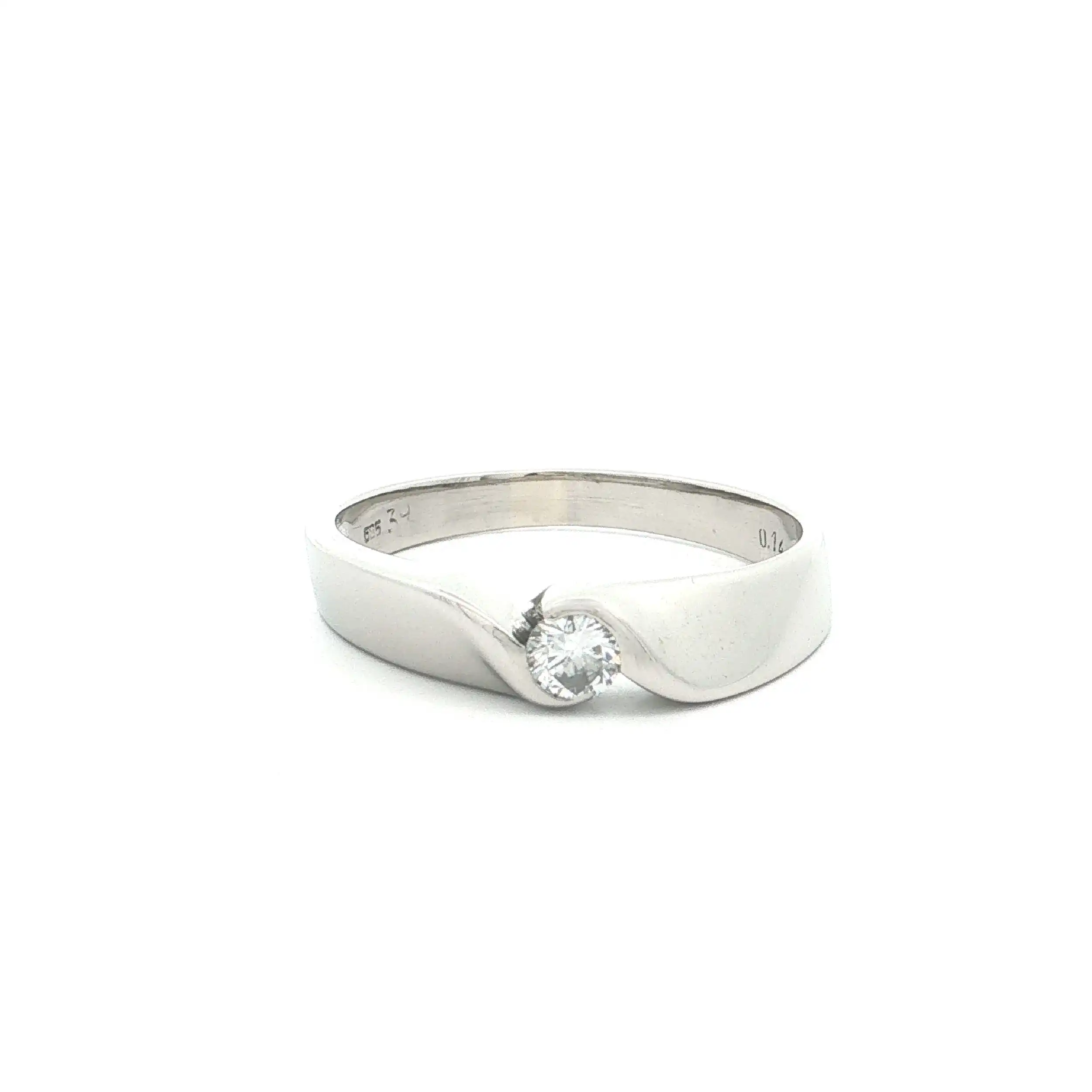 Ring Weißgold mit Brillant, graviert mit 0,14ct Ring Weißgold mit Brillant, graviert mit 0,14ct