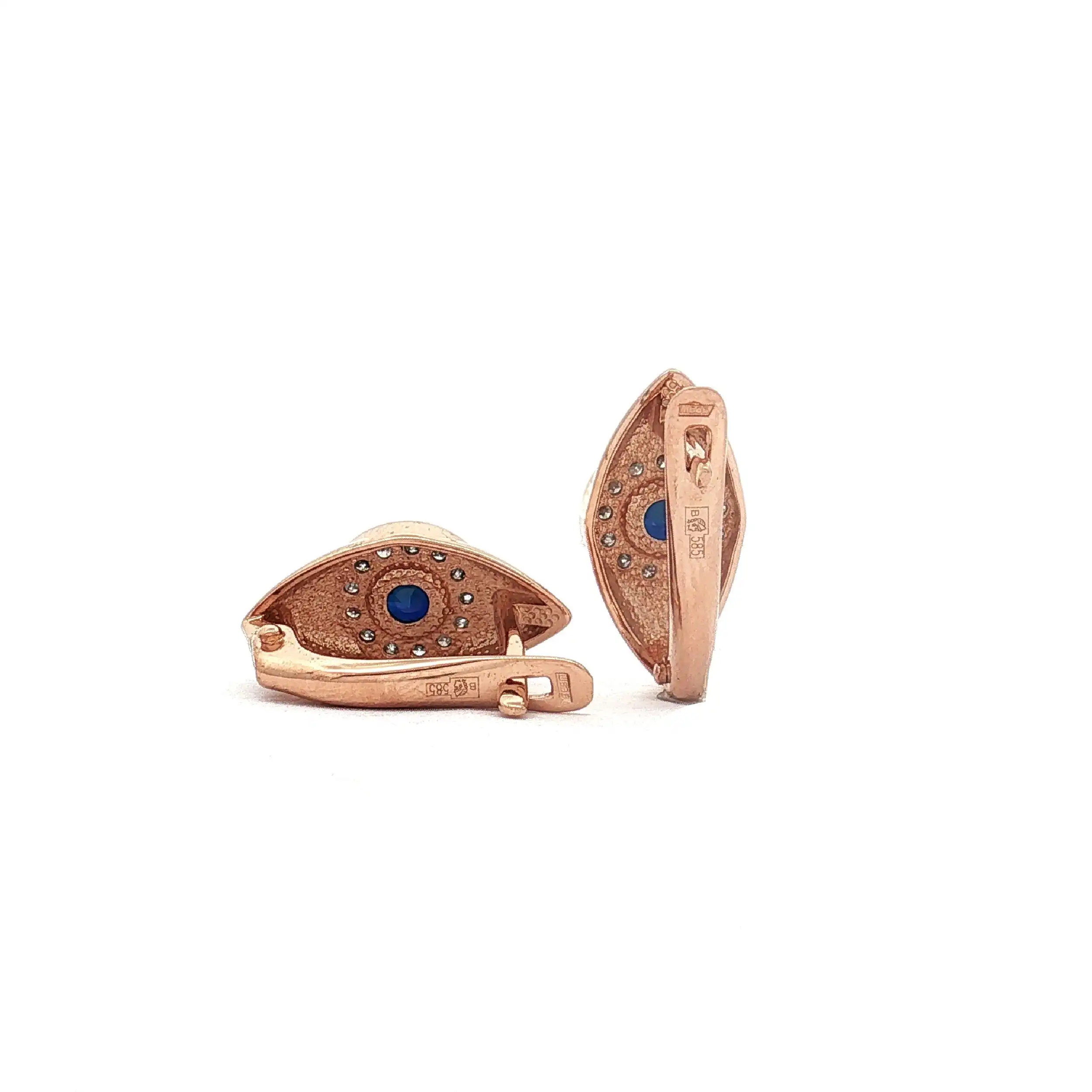 Ohrringe Roségold mit Saphir und Diamanten Ohrringe Roségold mit Saphir und Diamanten