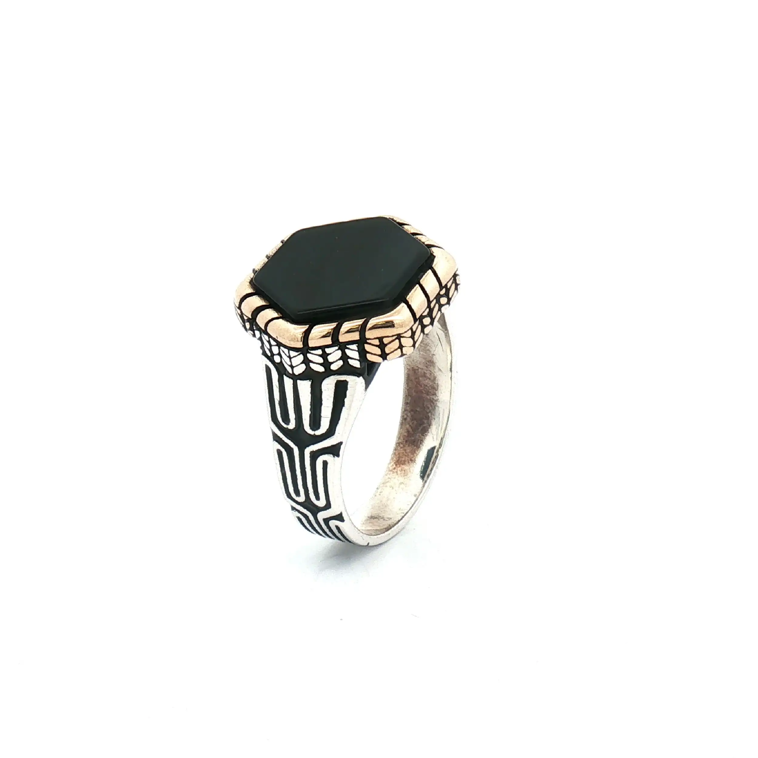 Ring Silber Bicolor mit Onxy