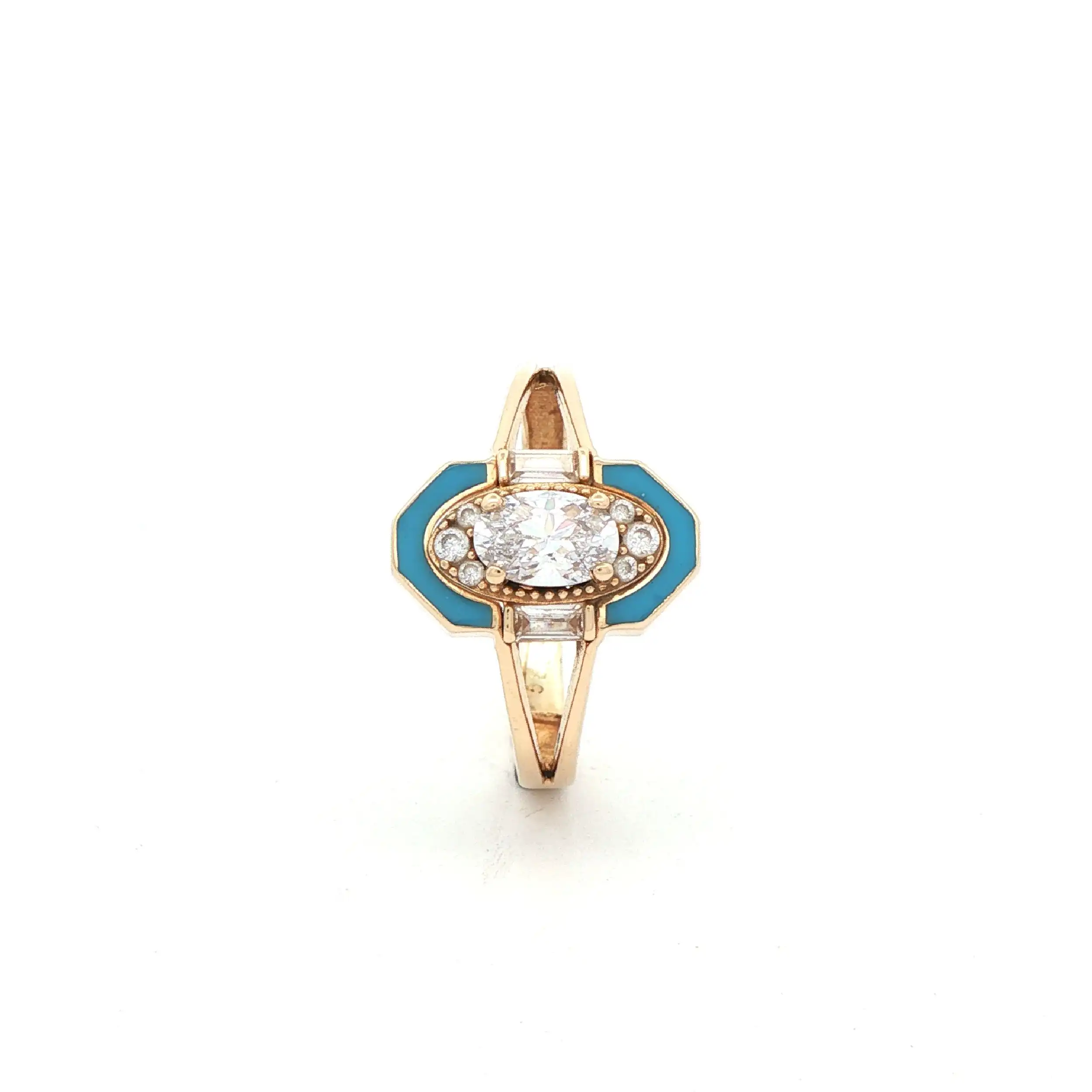 Ring Gelbgold mit Zirkonia und blauen Elementen Ring Gelbgold mit Zirkonia und blauen Elementen