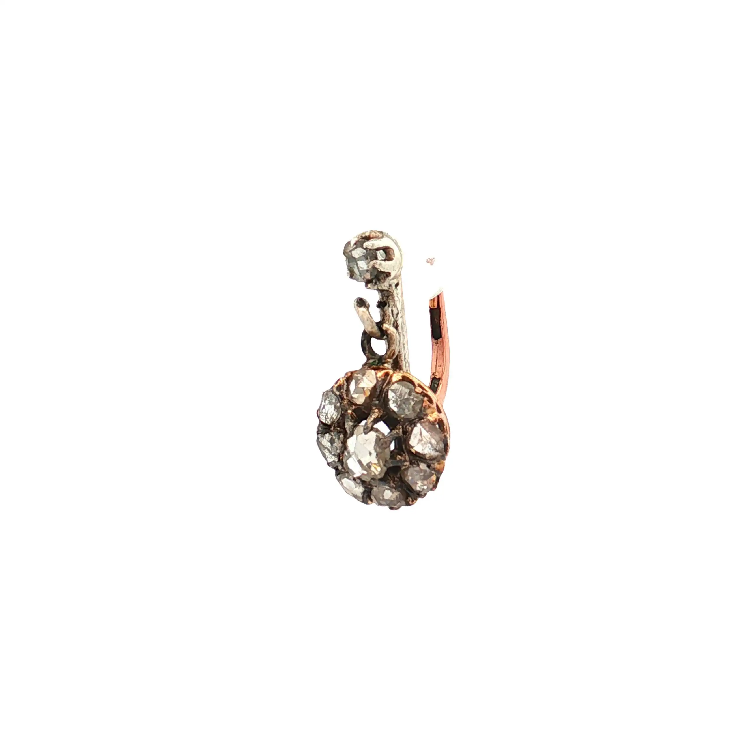 Einzelner Ohrring Rosegold mit Altschliff Diamanten