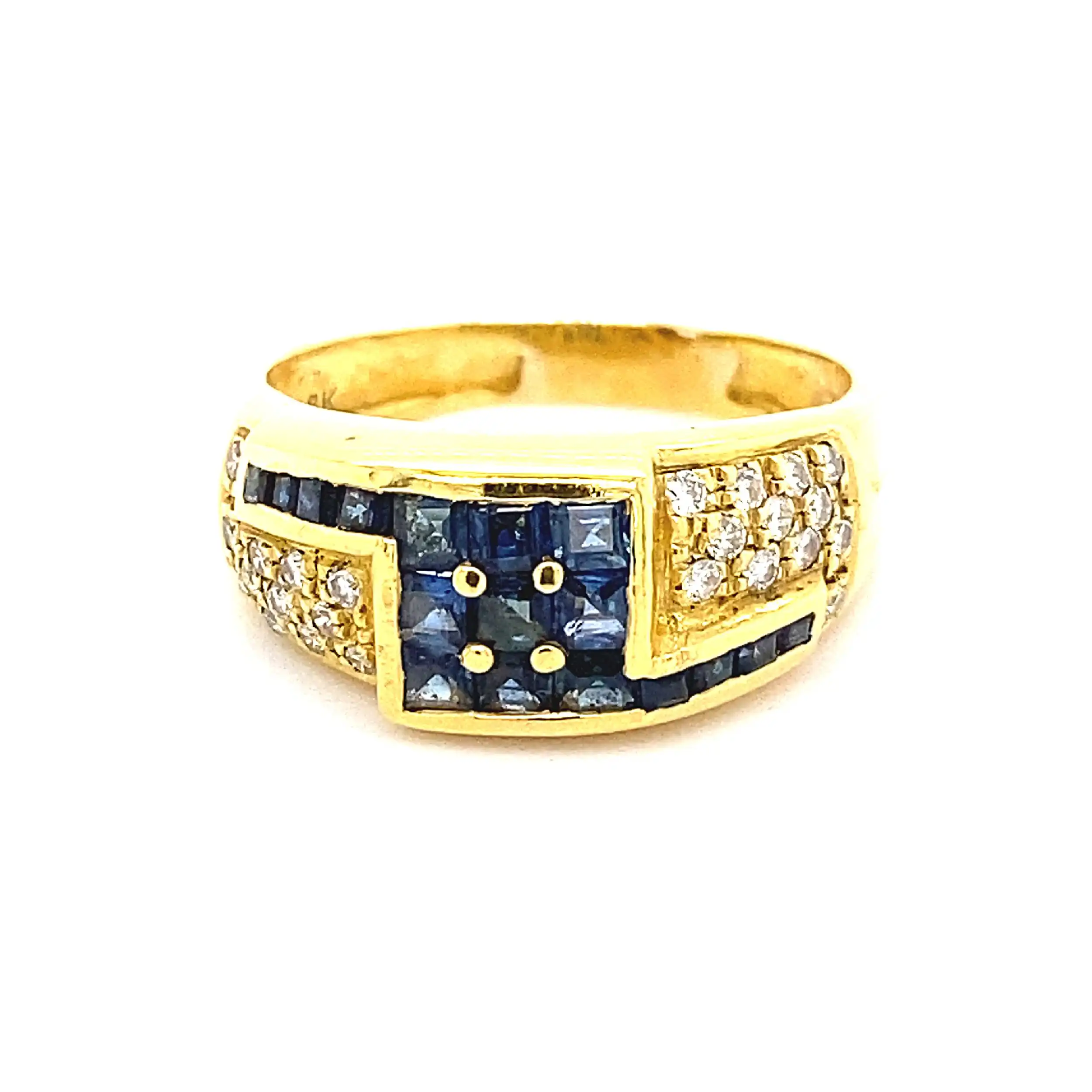 Ring Gelbgold mit Brillanten und blauen Farbsteinen Ring Gelbgold mit Brillanten und blauen Farbsteinen