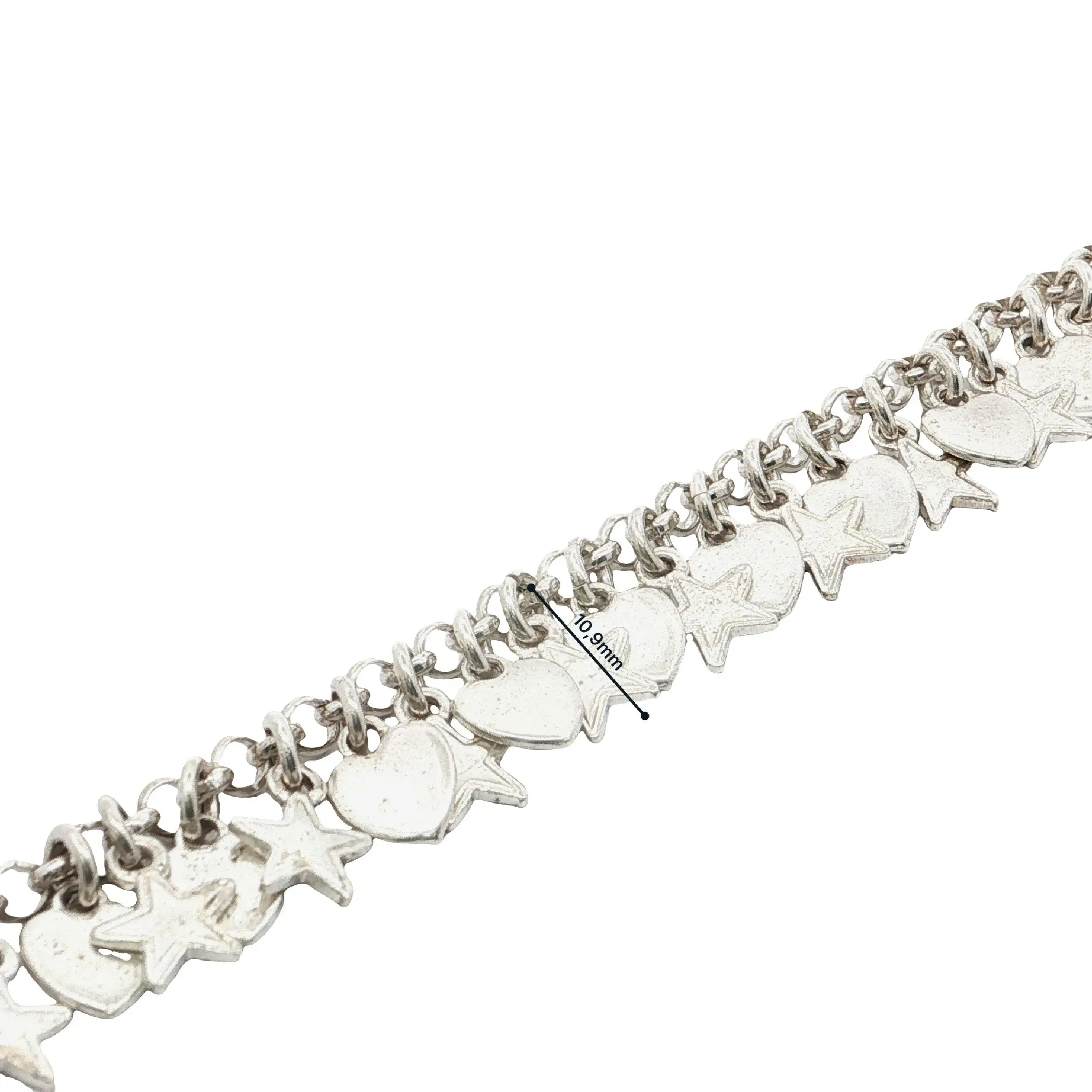 Armband Silber mit Herzchen- und Sternanhängern
