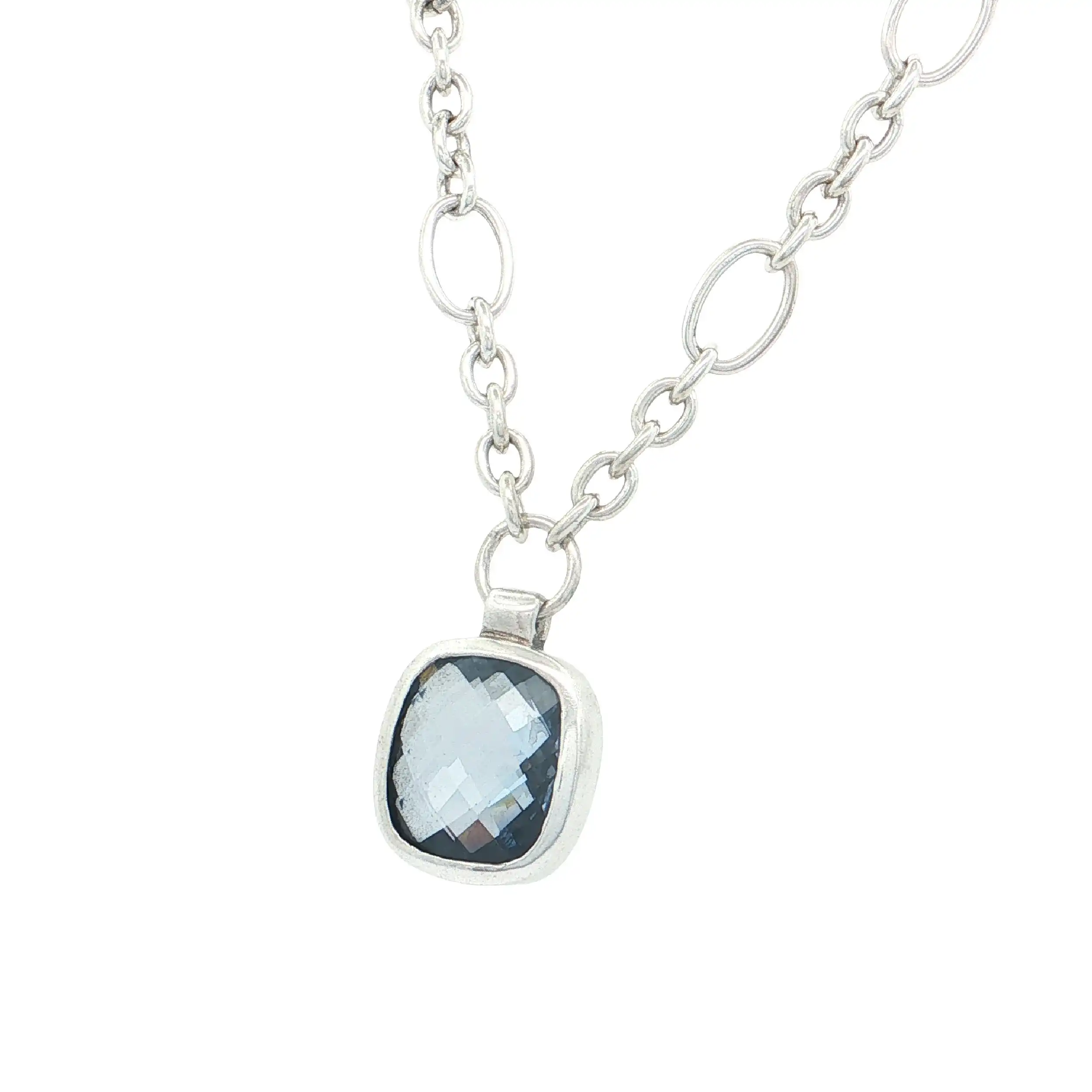 Erbskette Silber mit Anhänger mit blauem Farbstein "Esprit"