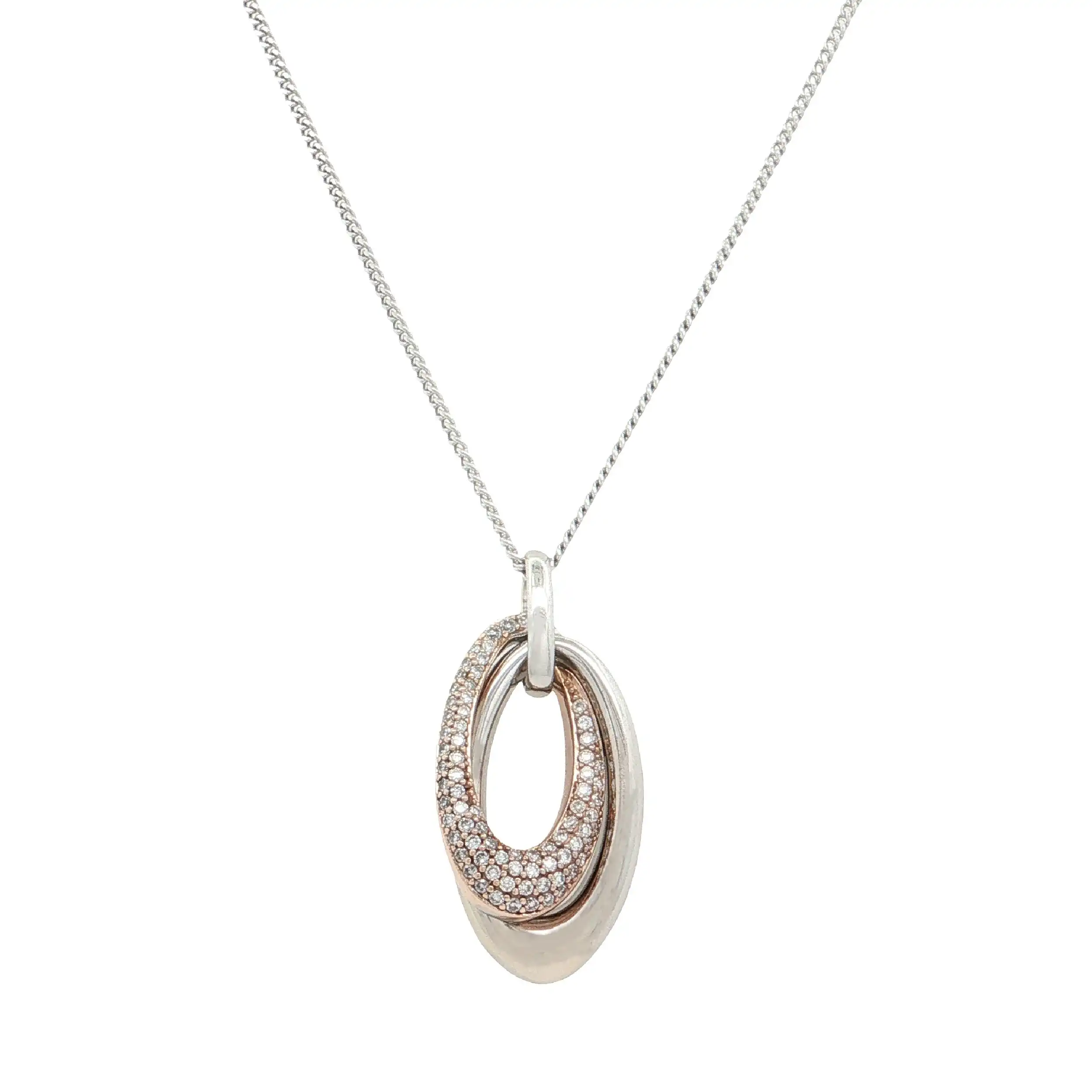 Kette Bicolor mit Anhänger mit Brillanten, graviert mit 0,32ct