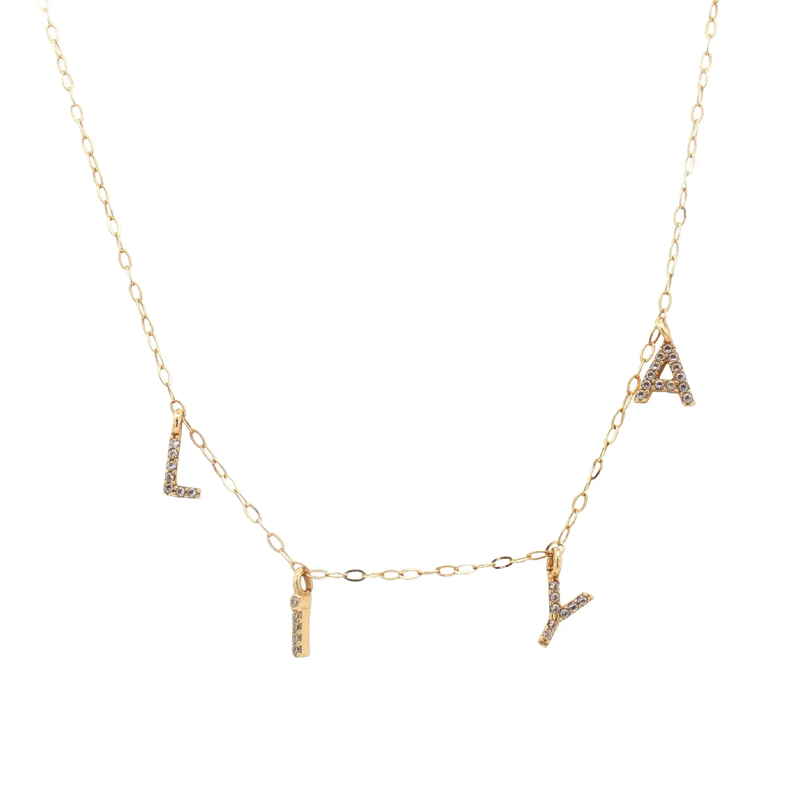 Ankerkette Gelbgold mit Anhängern und Zirkonia