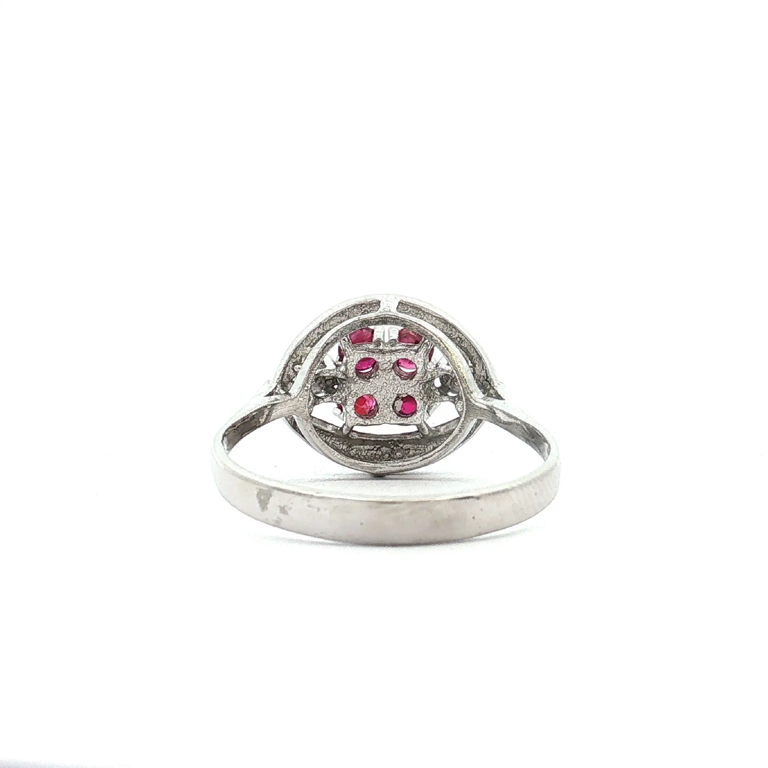 Ring Weißgold mit Rubinen und Diamanten