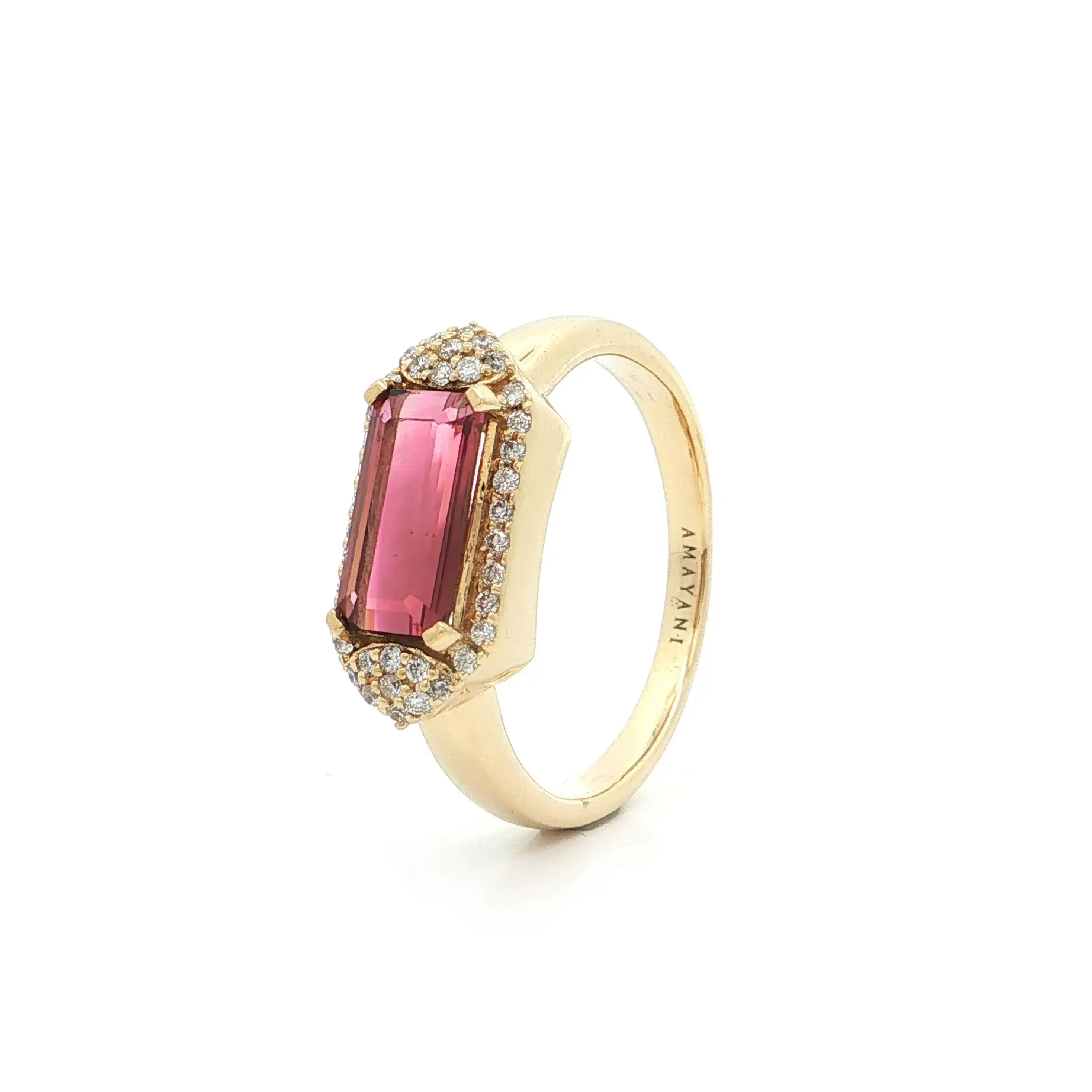 Ring Gelbgold mit Nigerianischerm Neon Turmalin und Diamanten, mit Amayani Expertise Ring Gelbgold mit Nigerianischerm Neon Turmalin und Diamanten, mit Amayani Expertise