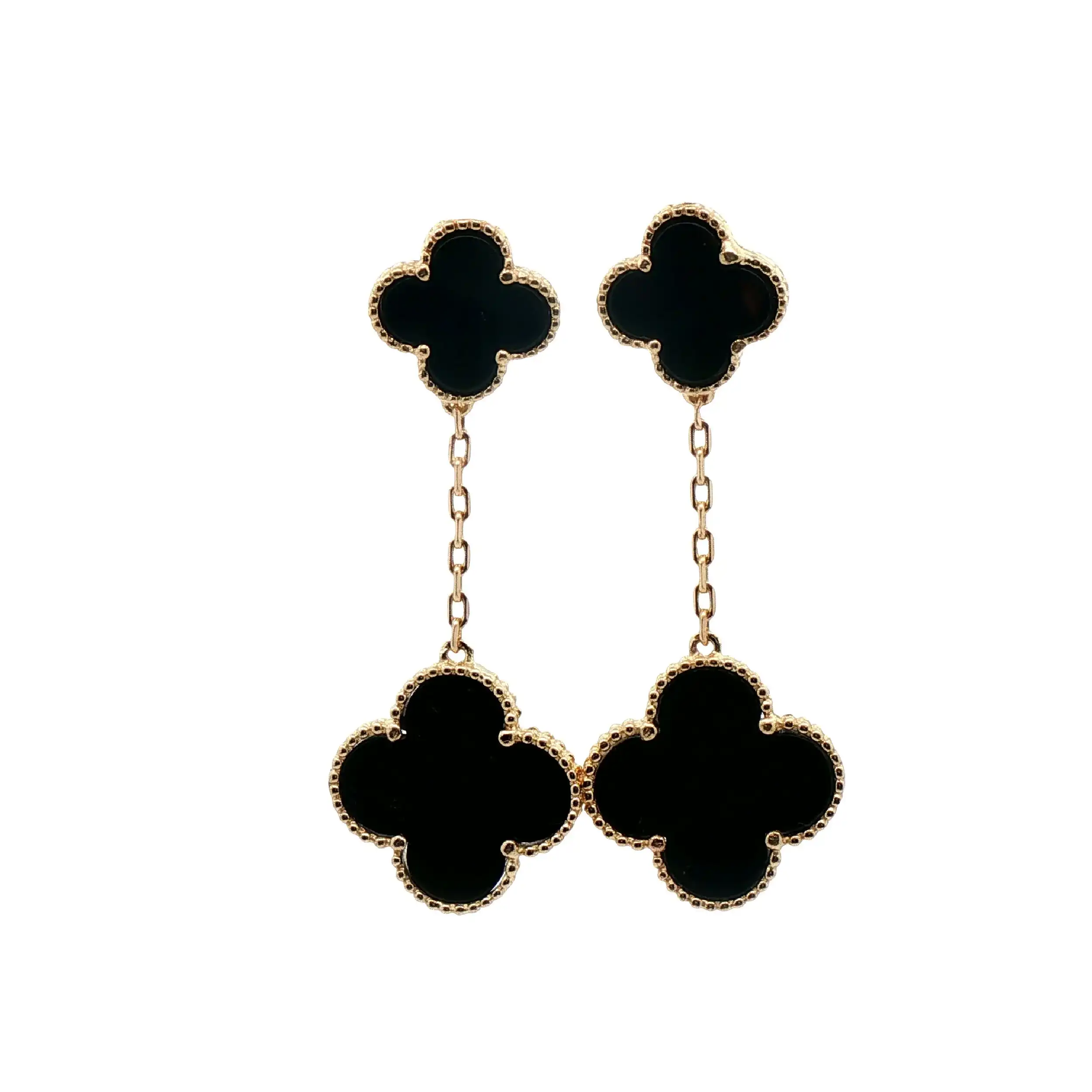Ohrhänger Gelbgold Blume mit Onyx Ohrhänger Gelbgold Blume mit Onyx