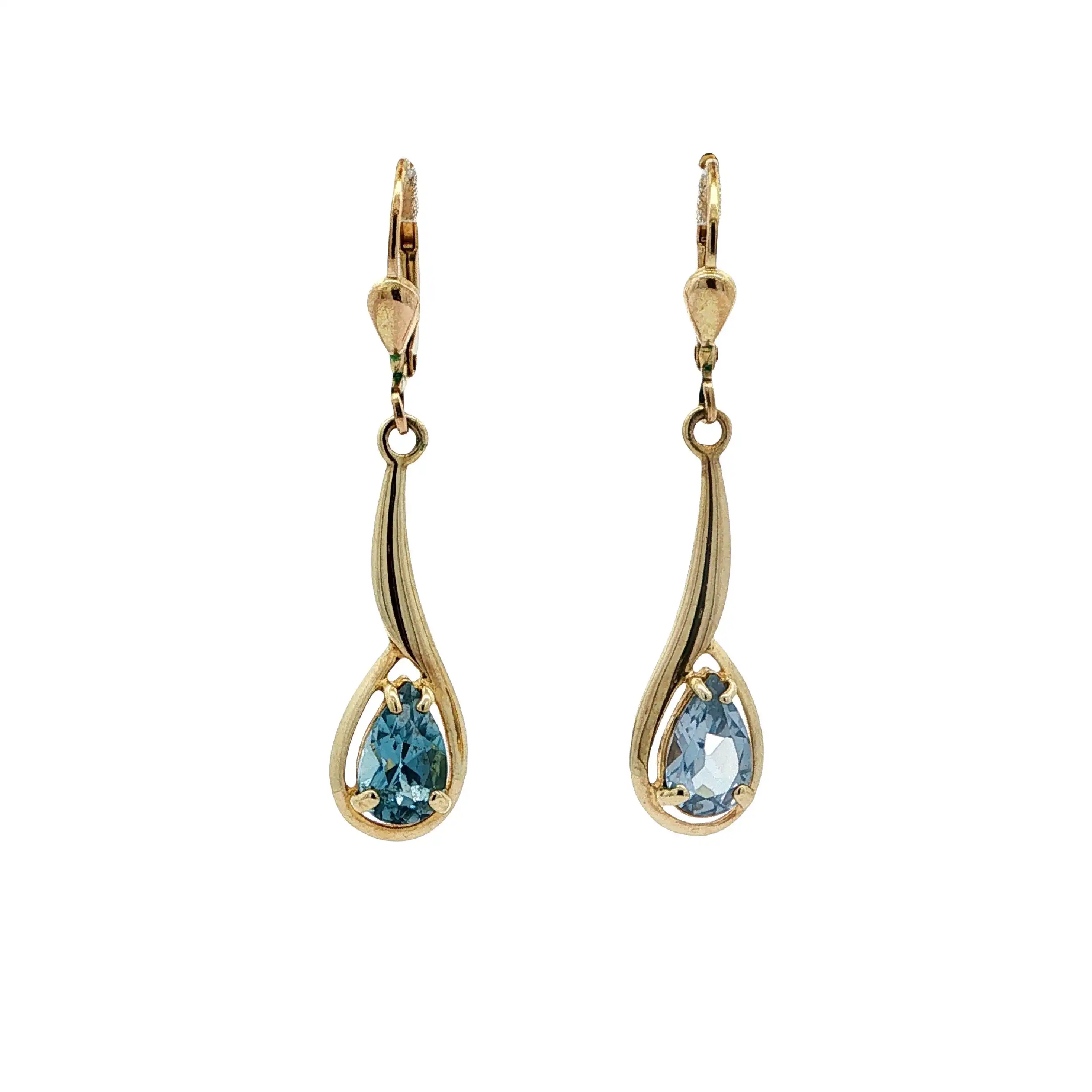 Ohrhänger Gelbgold mit blauem Farbstein Ohrhänger Gelbgold mit blauem Farbstein
