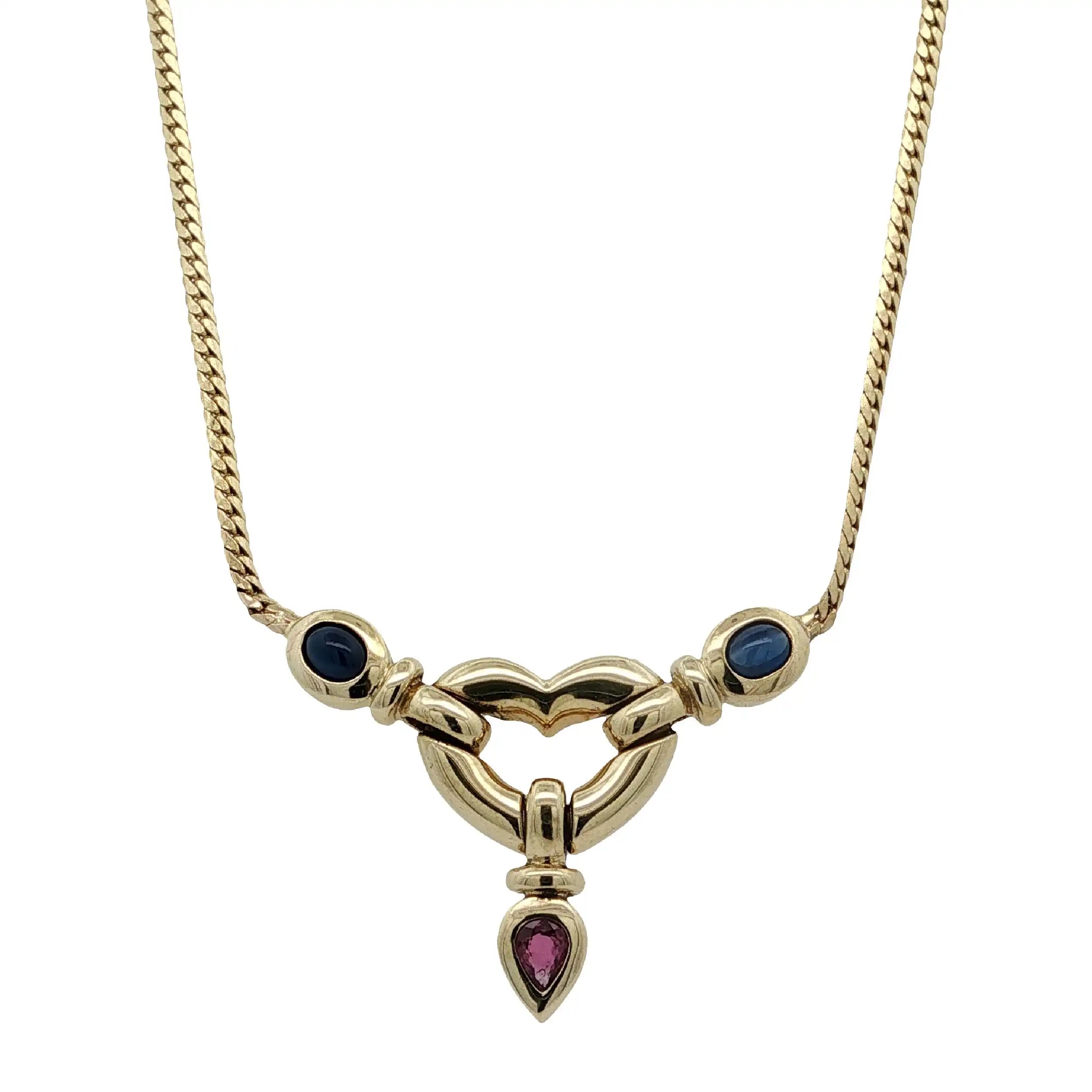 Collier Gelbgold mit Rubin & Saphir Cabochons Collier Gelbgold mit Rubin & Saphir Cabochons