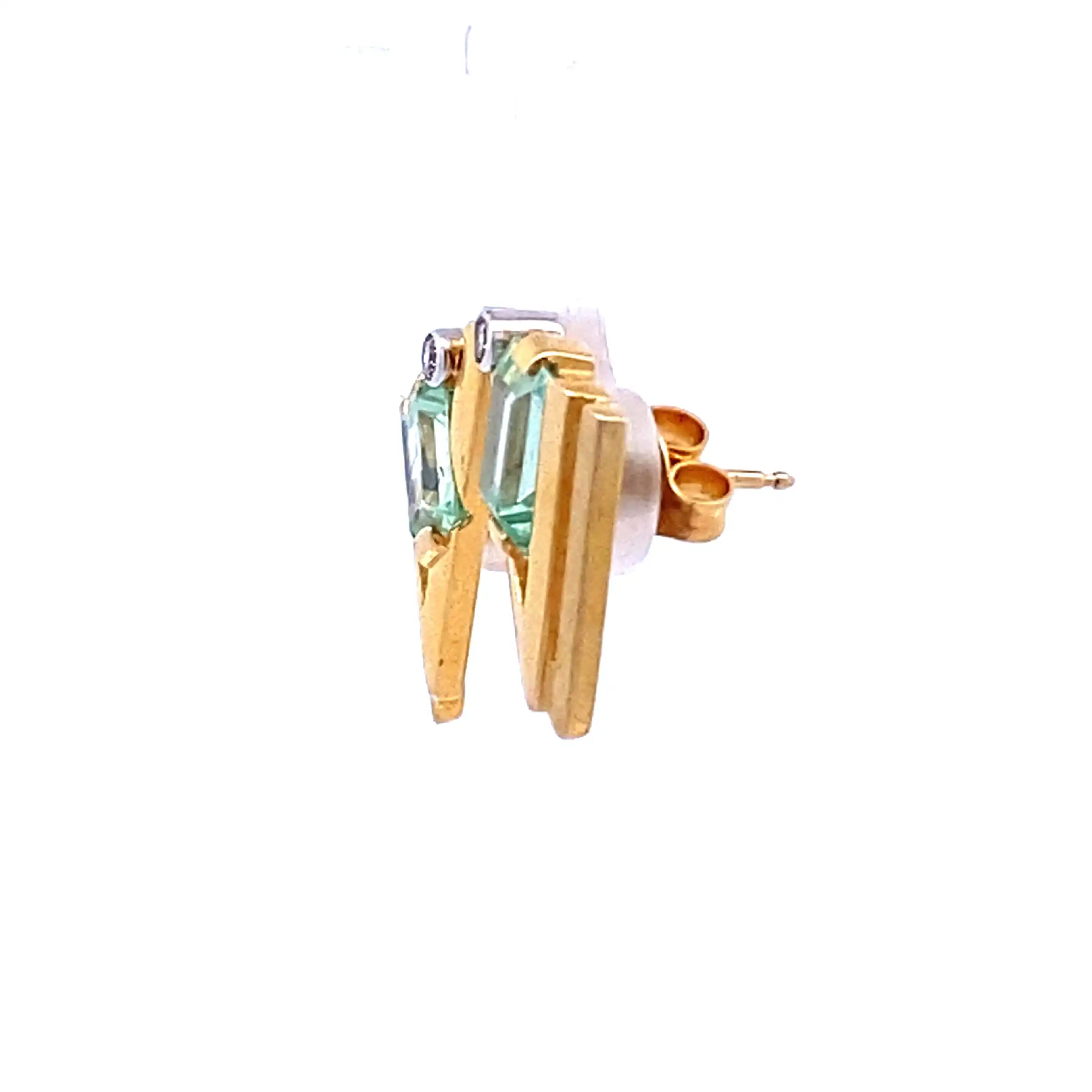 Ohrstecker Gelbgold mit Zirkonia und grünem Farbstein