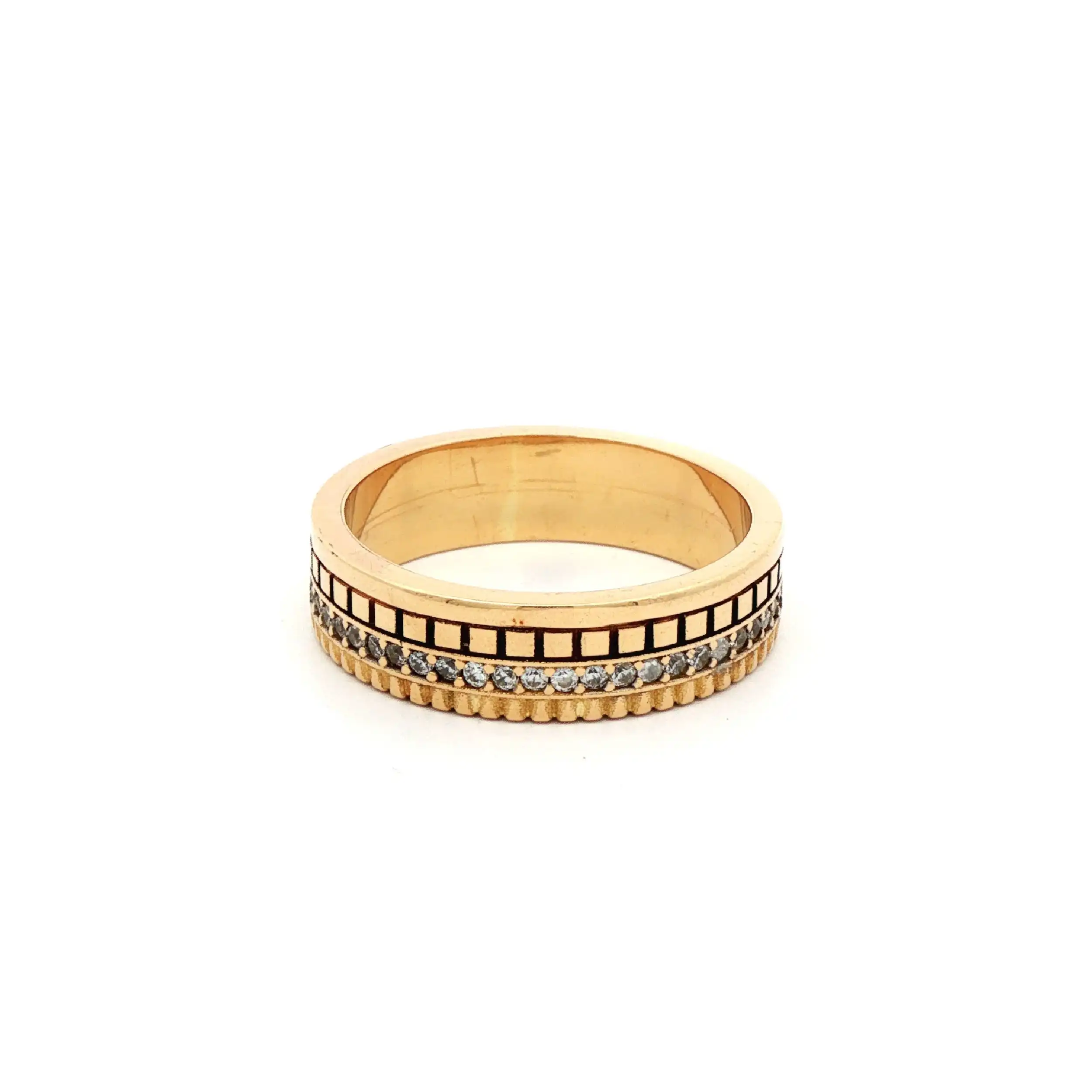 Ring Gelbgold 4-Reihig mit Zirkonia und Mustern Ring Gelbgold 4-Reihig mit Zirkonia und Mustern