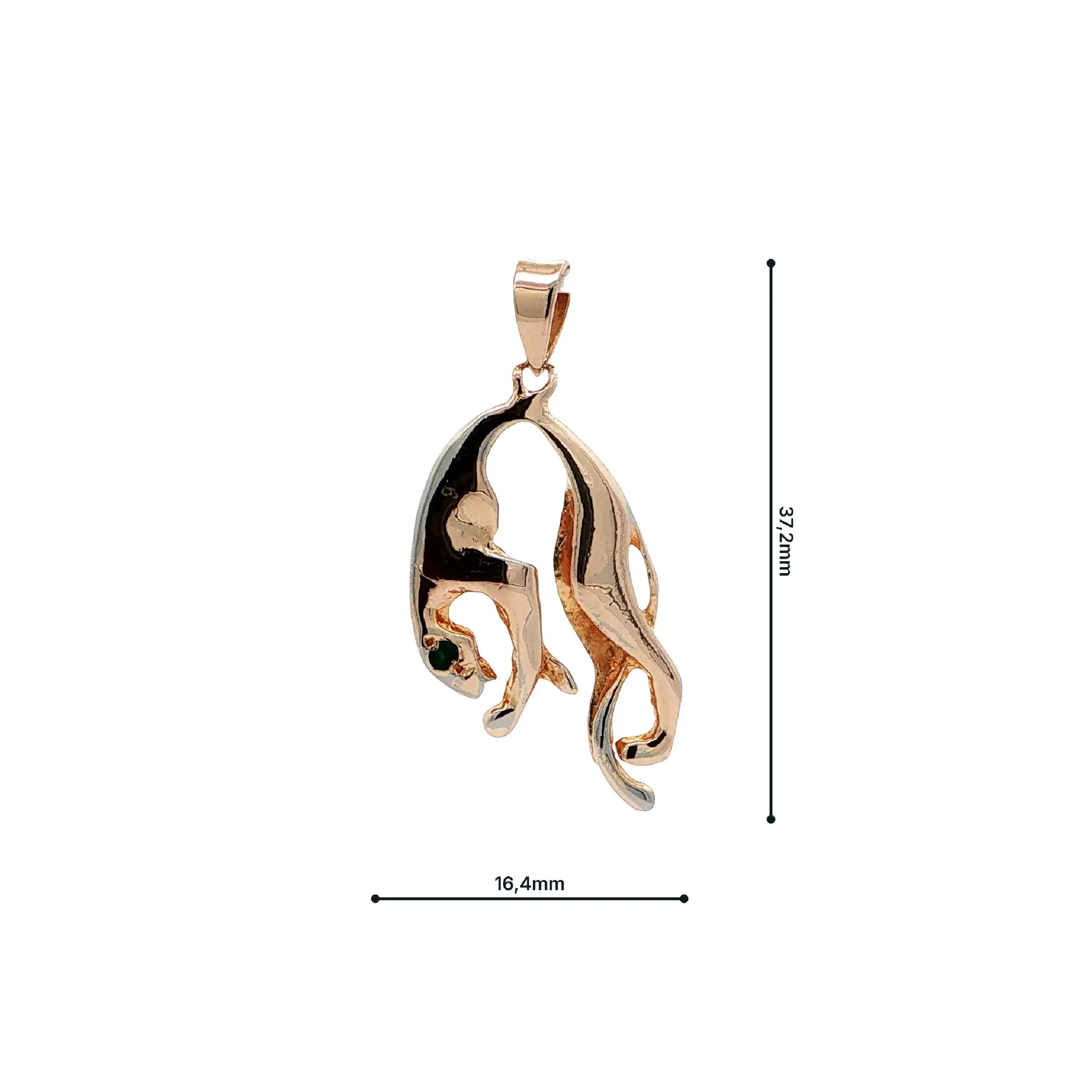 Anhänger Roségold Panther mit grünen Farbsteinen