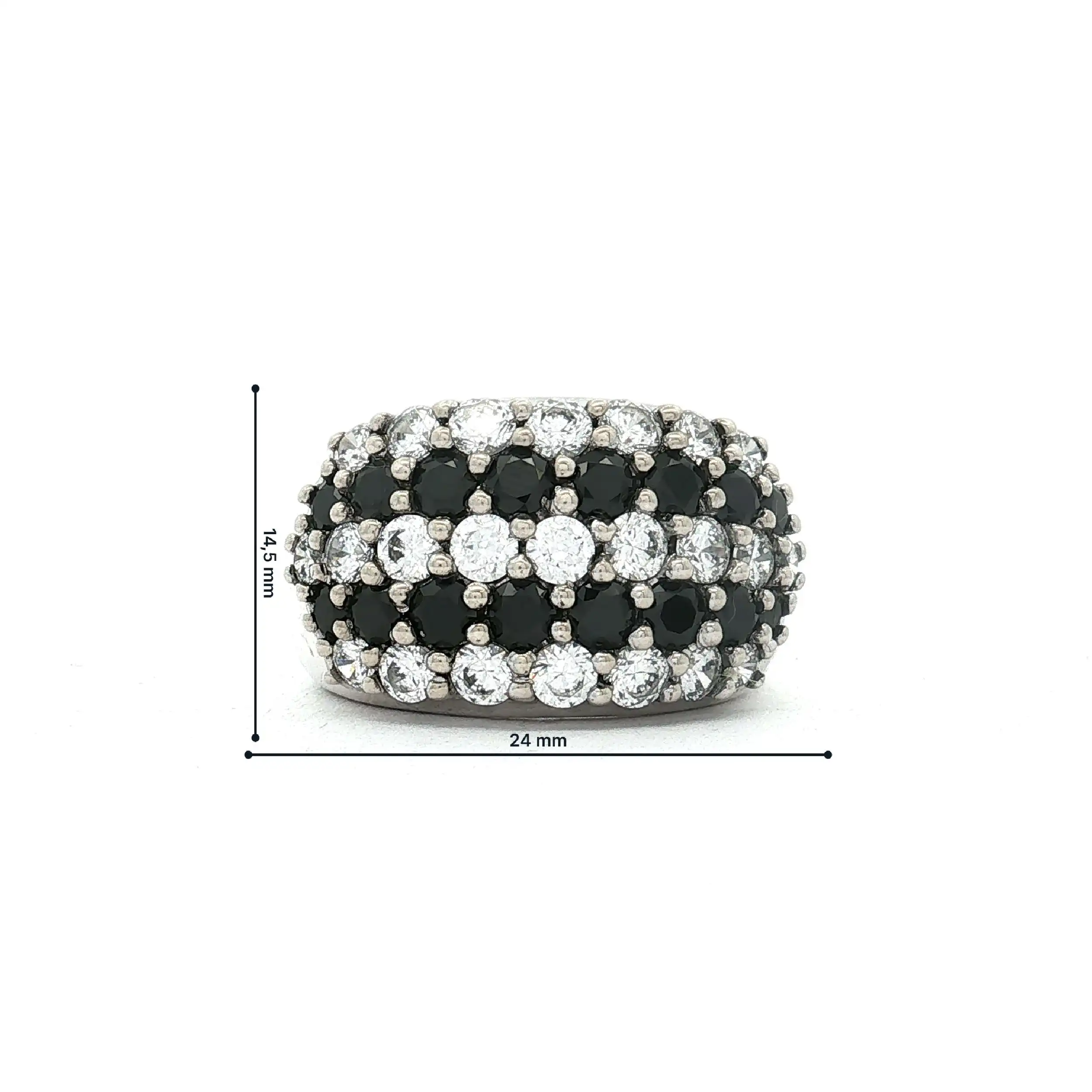 Ring Silber mit schwarzen und weißen Zirkonia Ring Silber mit schwarzen und weißen Zirkonia