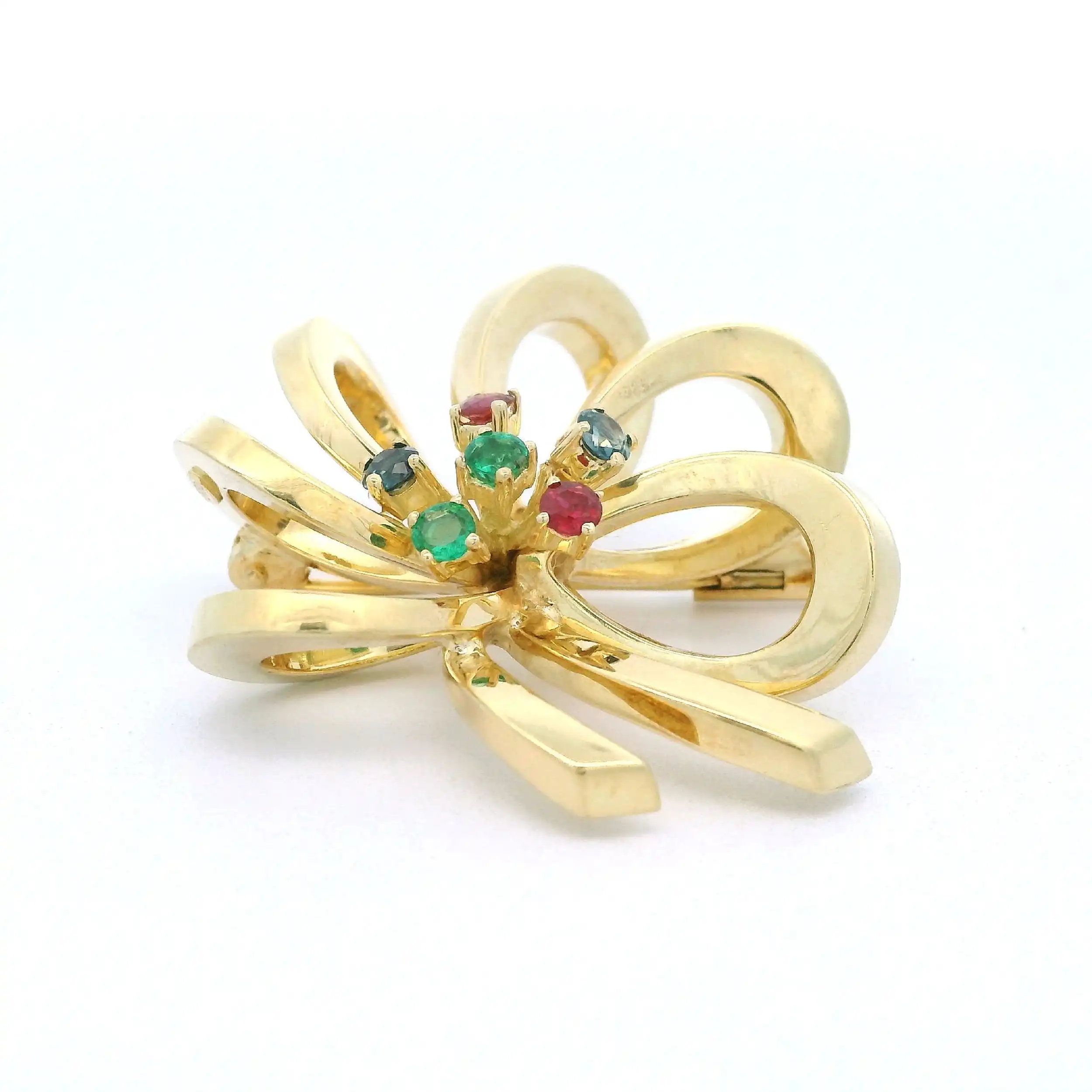 Brosche Gelbgold mit Farbsteinen Brosche Gelbgold mit Farbsteinen