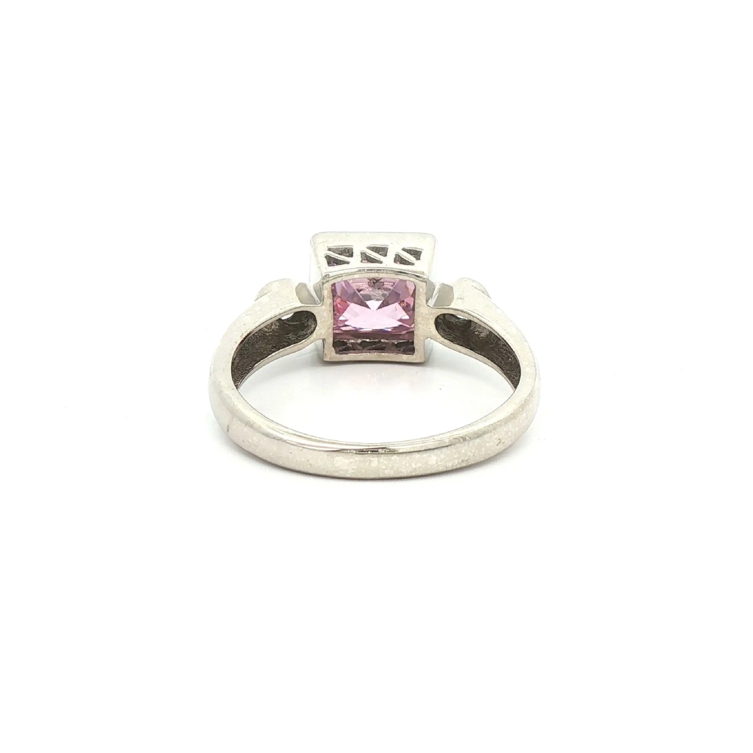 Ring Weißgold mit Zirkonia und Farbstein