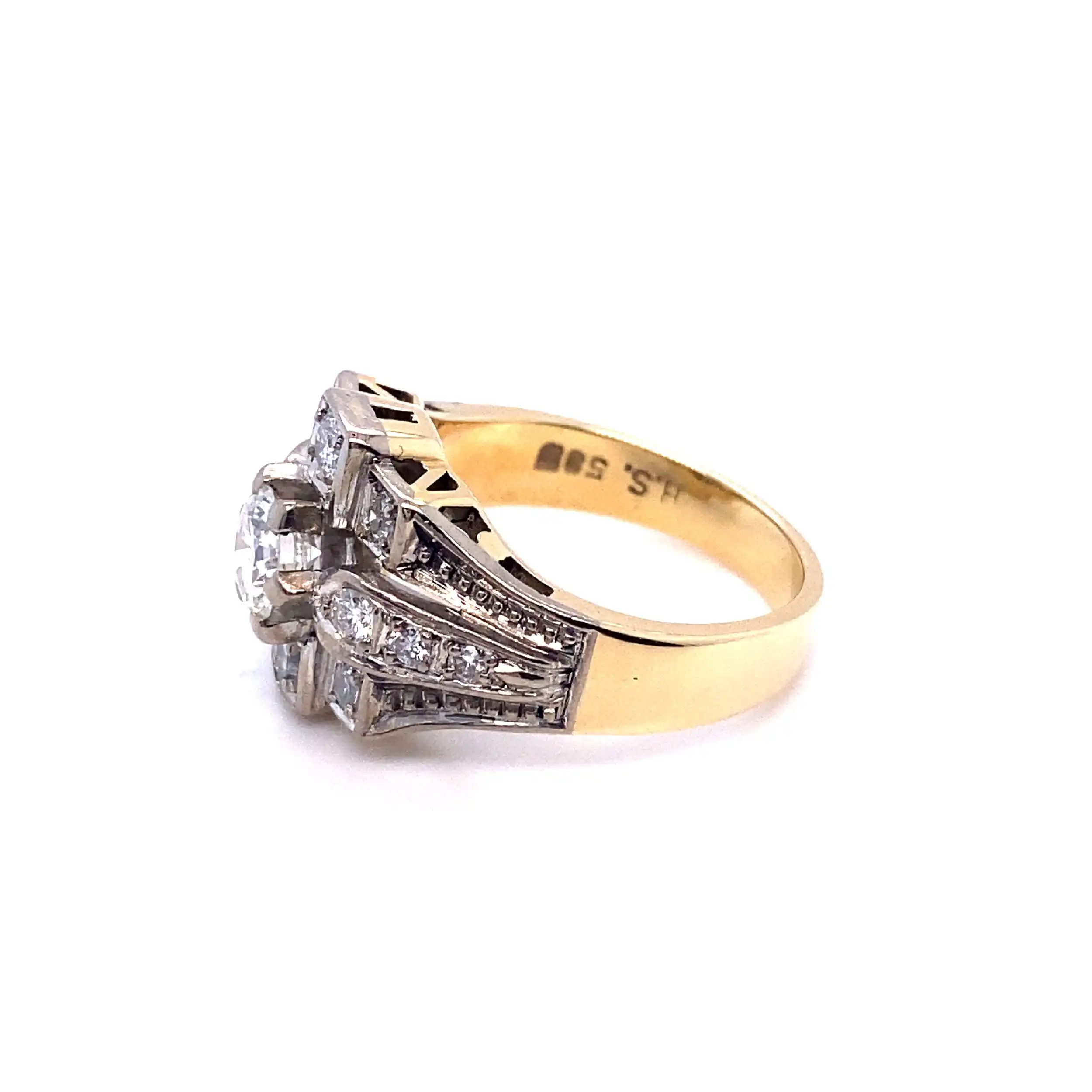 Ring bicolor mit Solitär ca. 0,65ct und Melee Brillanten Ring bicolor mit Solitär ca. 0,65ct und Melee Brillanten