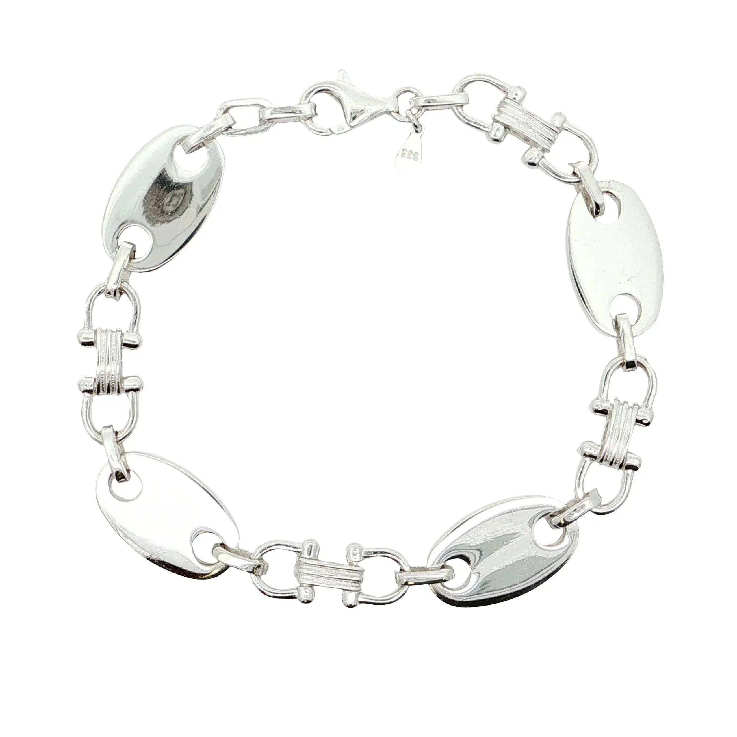 Plattensteigbügelarmband Silber