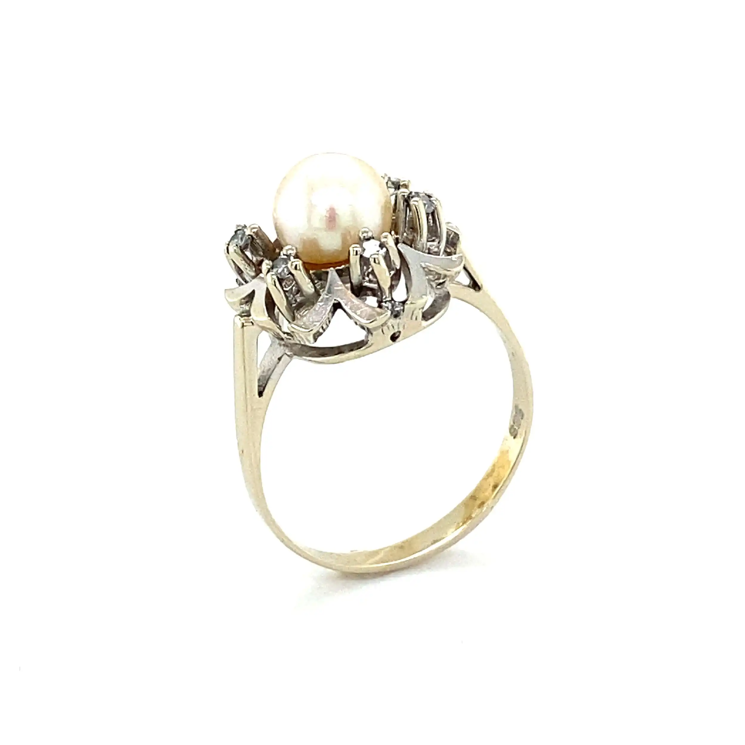 Ring Weißgold mit Perle & Diamanten Ring Weißgold mit Perle & Diamanten