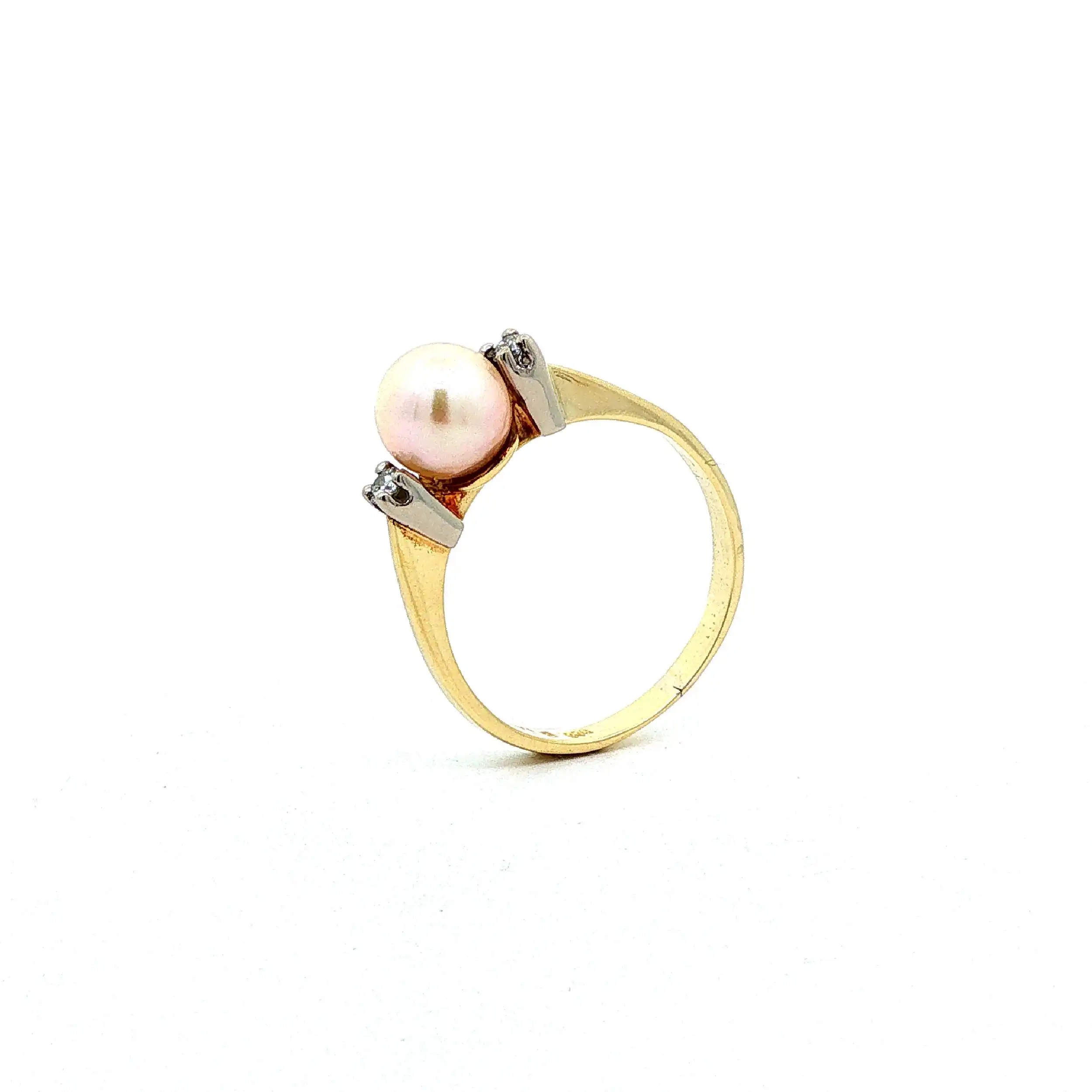 Ring Bicolor mit Perle & Brillanten