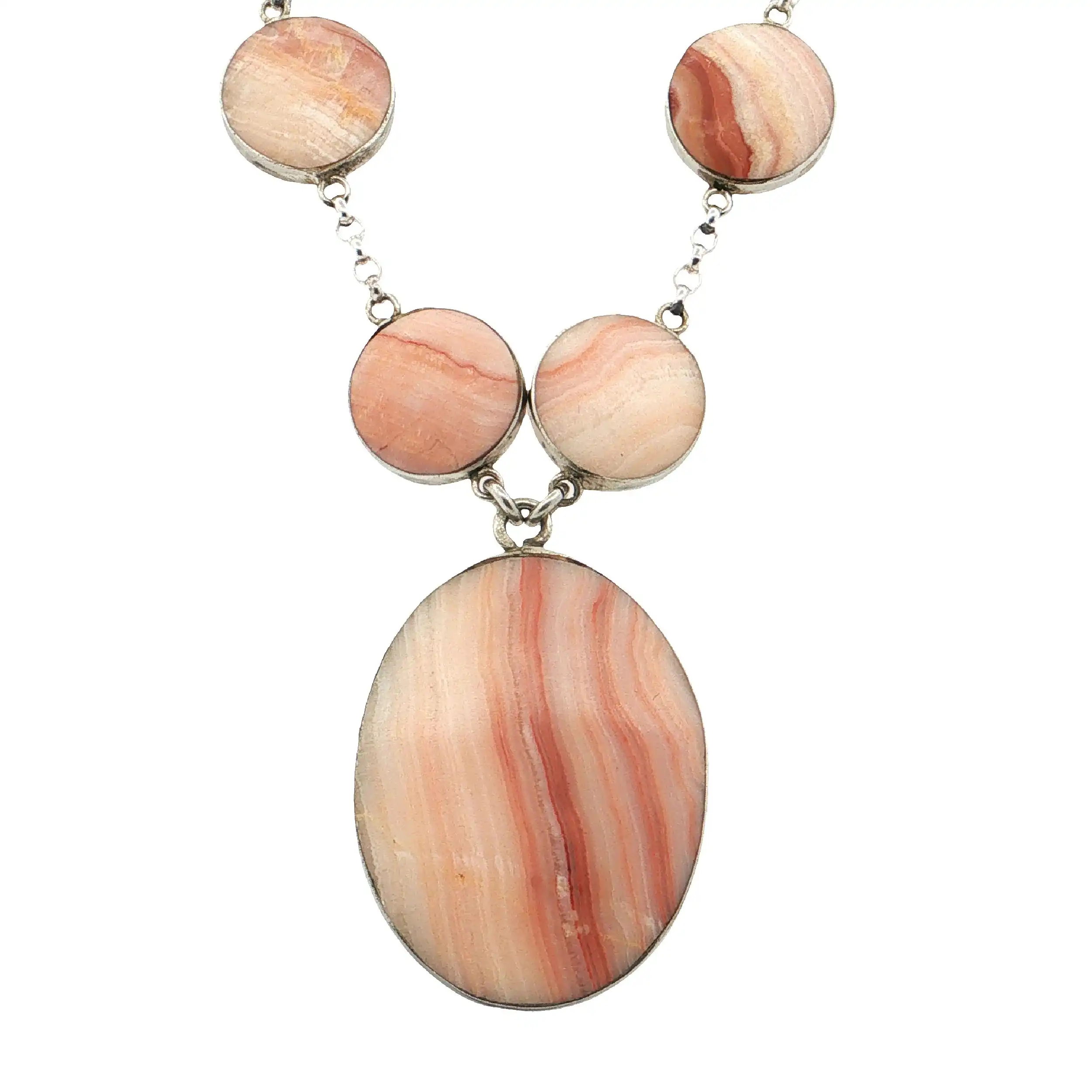 Collier Silber mit Rhodochrosit Collier Silber mit Rhodochrosit