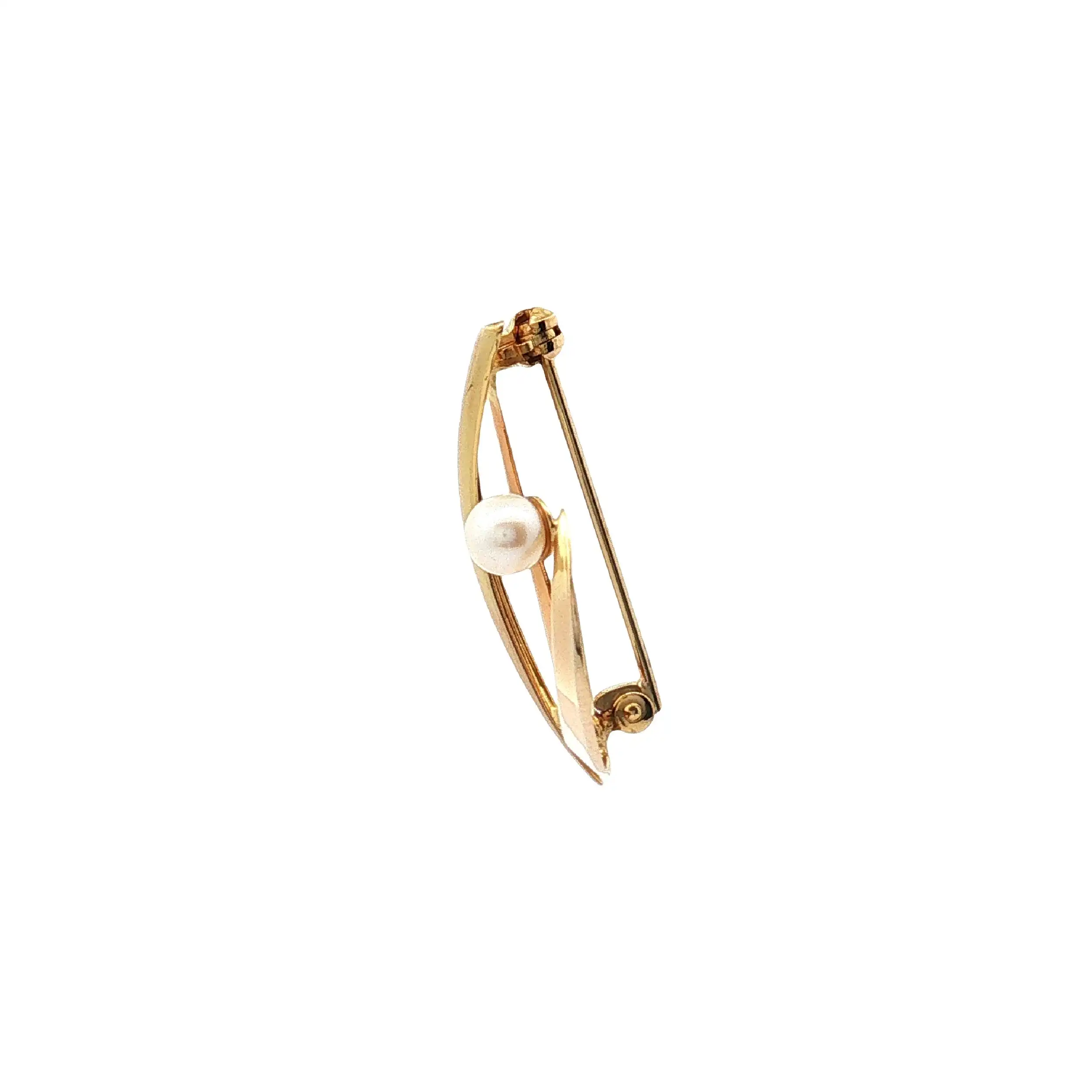 Brosche Gelbgold mit Perle Brosche Gelbgold mit Perle