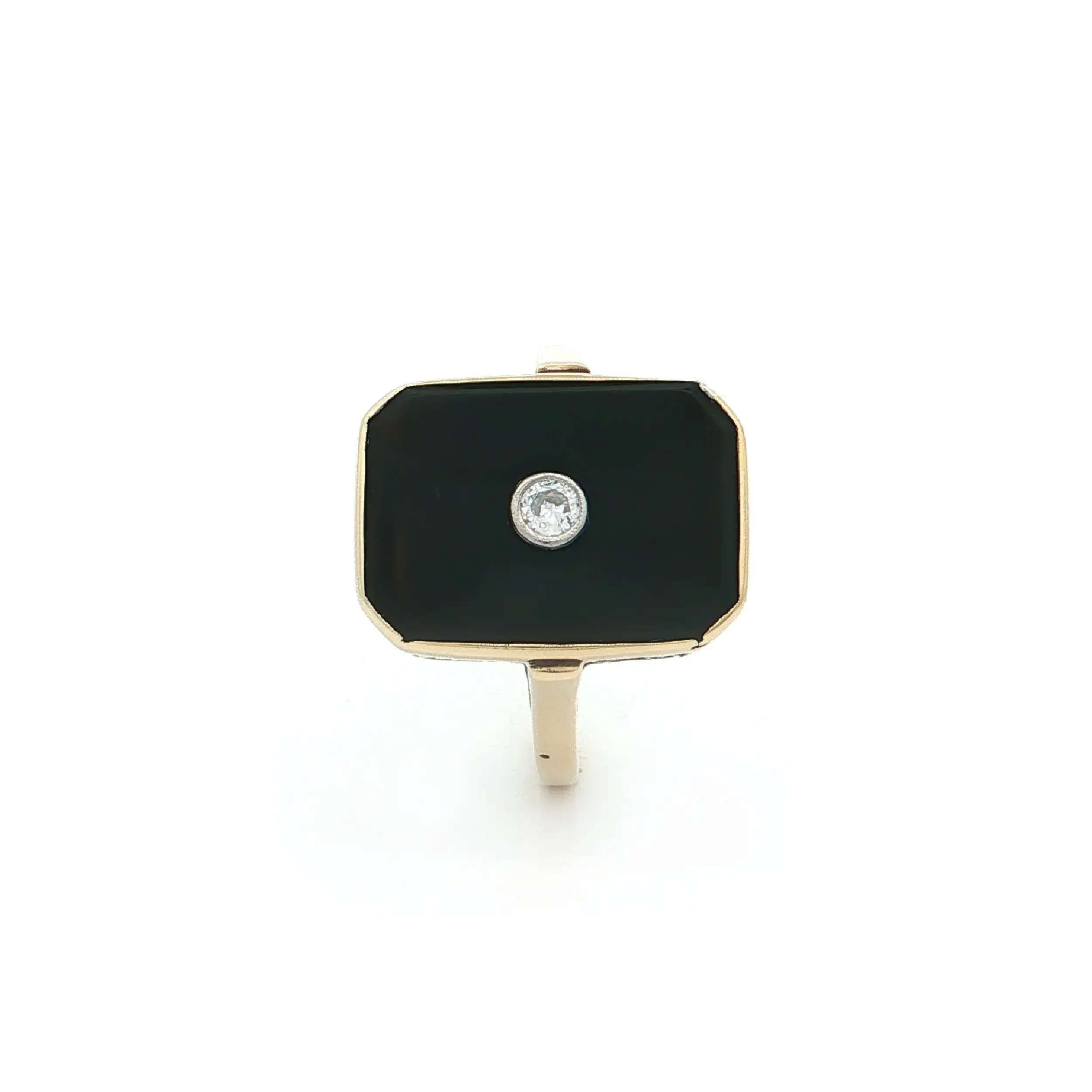 Ring Gelbgold mit Onyx und Brillant