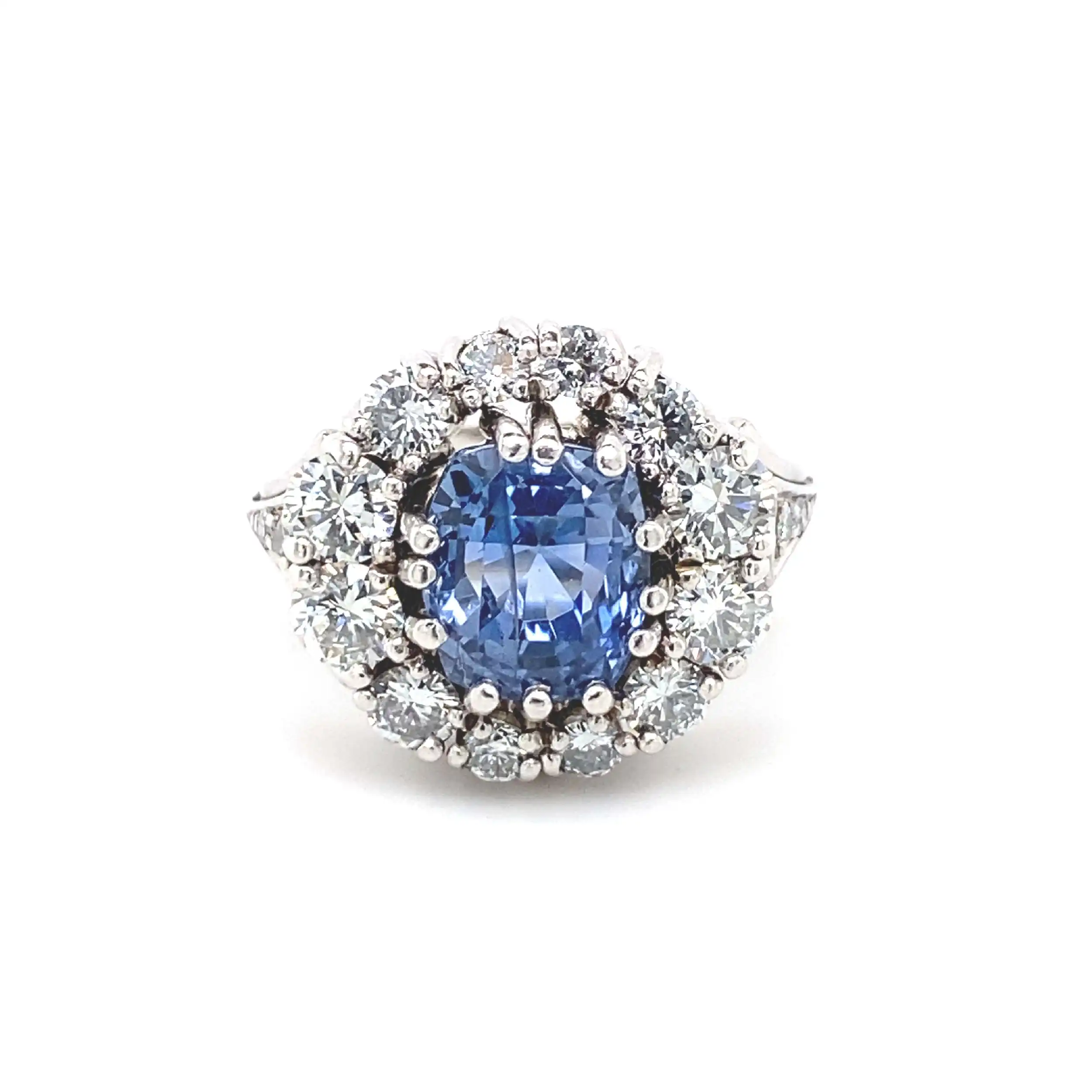 Ring Weißgold mit Saphir, Diamanten und Brillanten, mit EPL Expertise