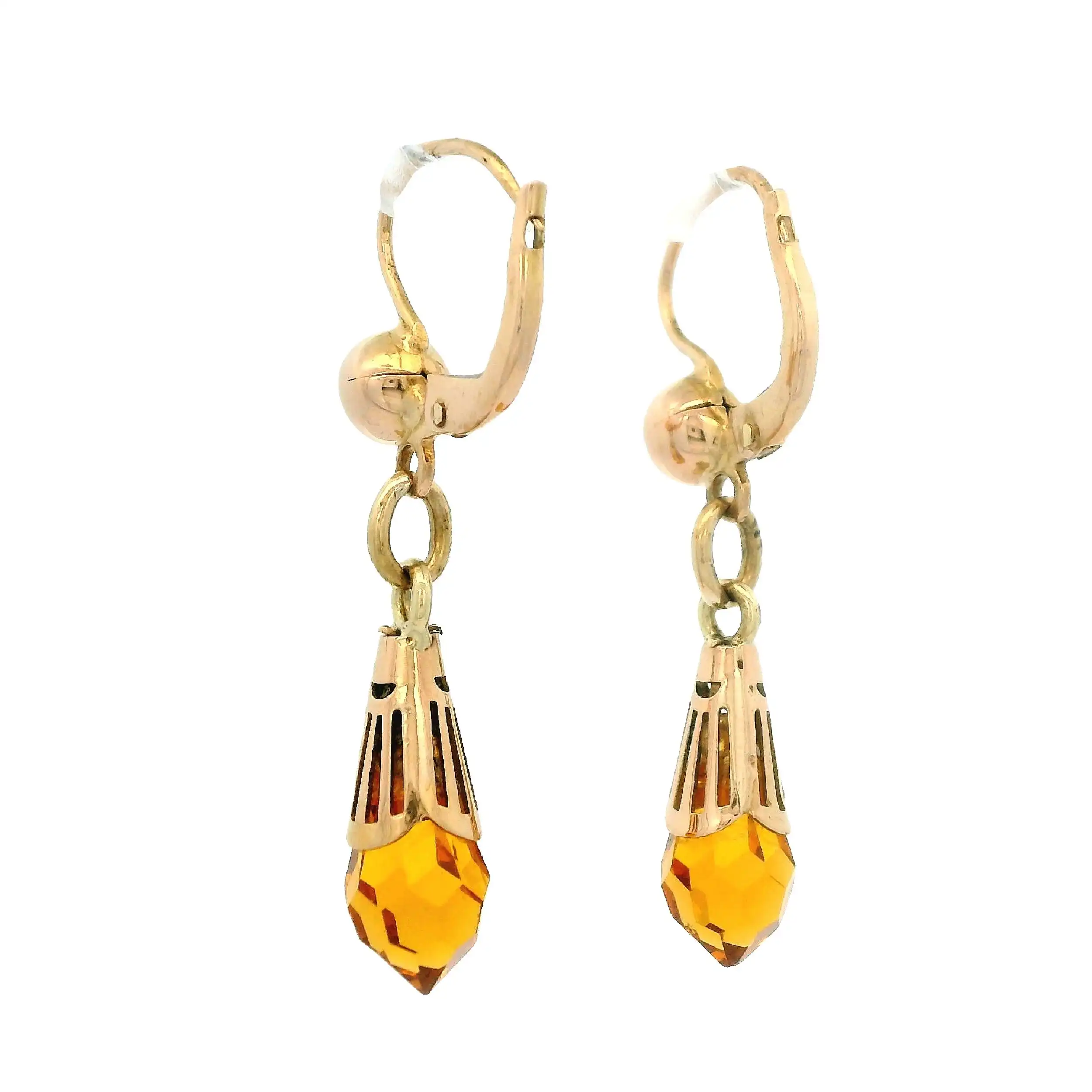 Ohrhänger Gelbgold mit orangenem Farbstein
